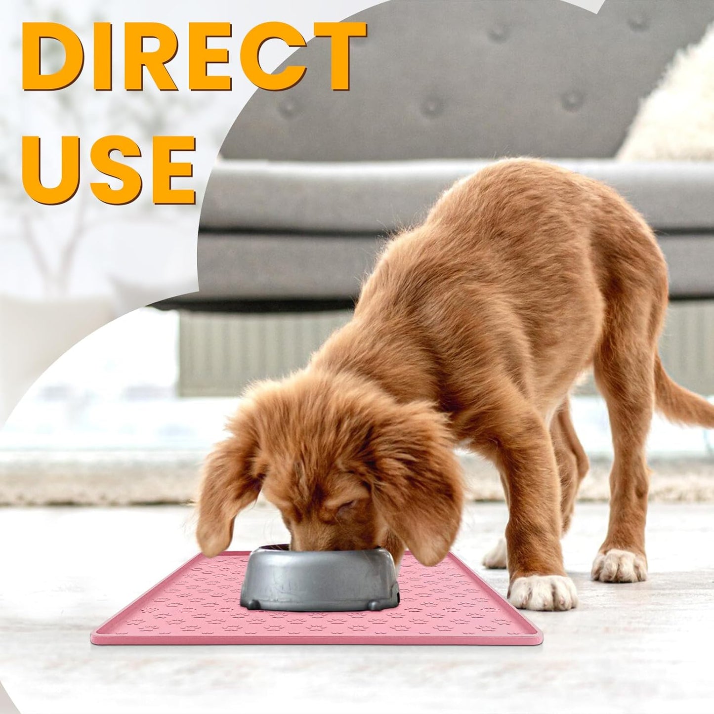 Ptlom Pet Placemat for Dog and Cat, Waterproof Non-Slip Silicone Feeding Bowl Mat Prevent Food and Water Overflow, Puppy Dish Feeder Fountain Trays Suitable for Medium and Small Pets, Pink