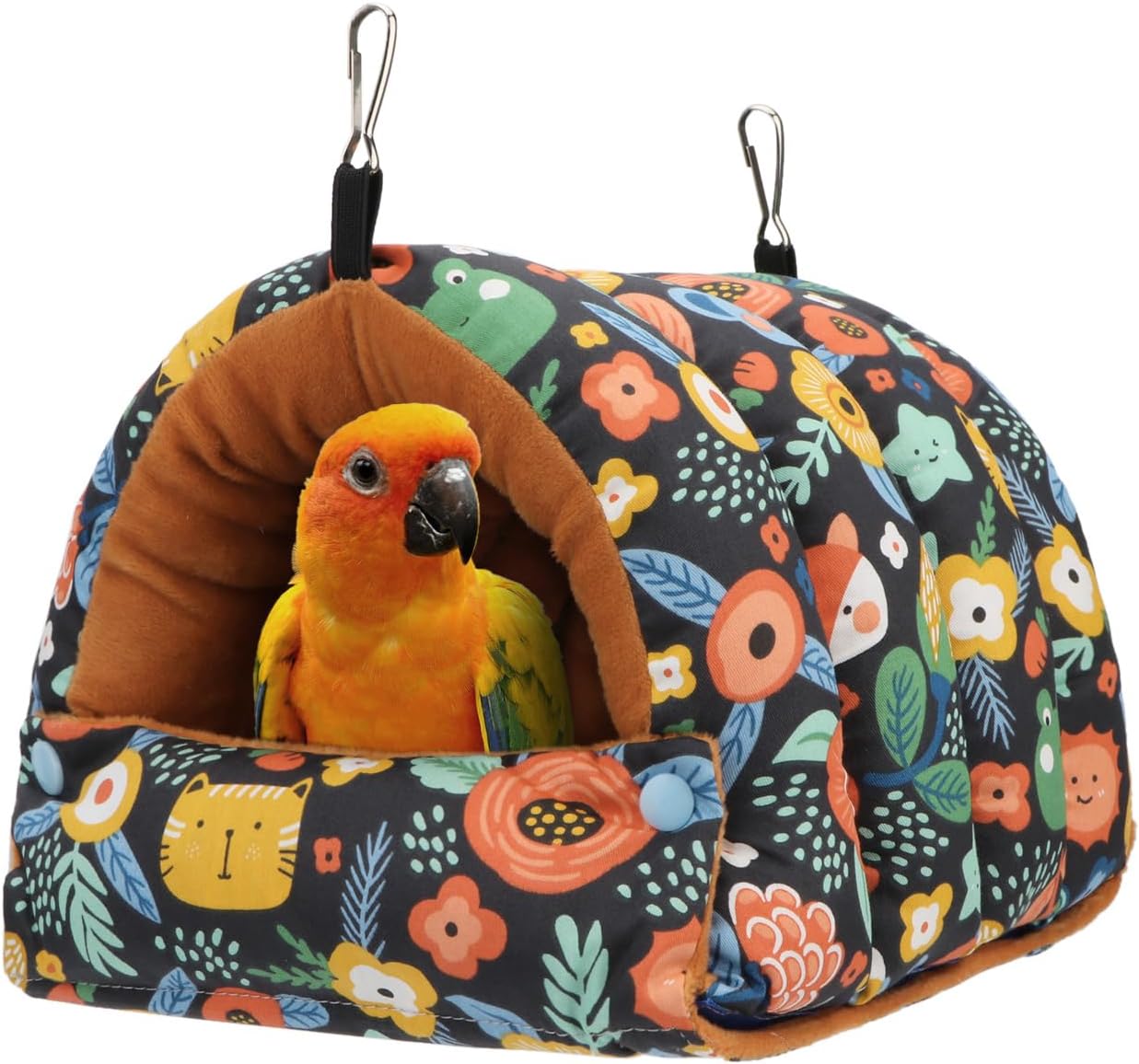 Wontee Bird Nest House Winter Warm Snuggle Hut Bird Bed Hanging Hammock for Parrots Budgies Parakeets Caique Senegal Cockatiels Conures (Large, Black)