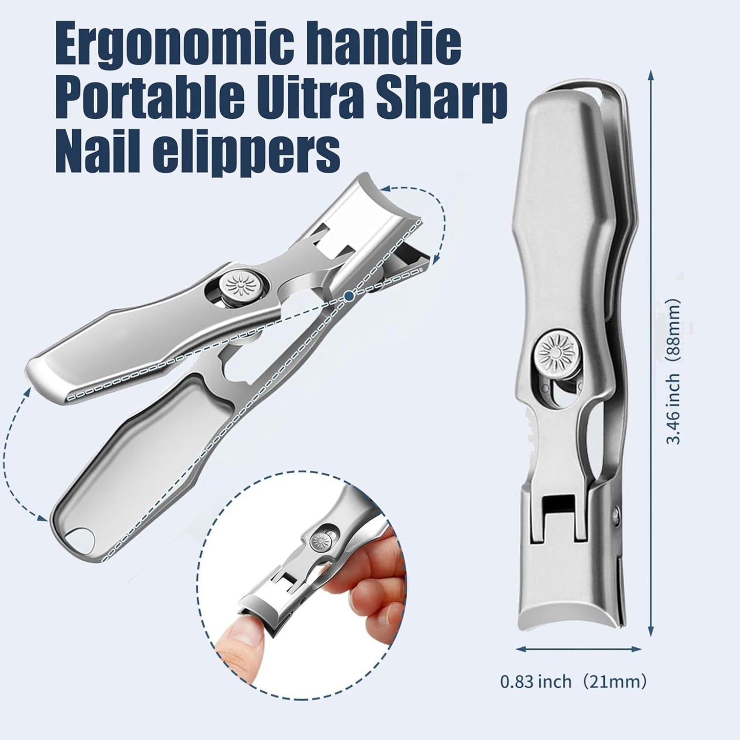 German Nail Clippers for Men Women,Anti-Splashing Design Ultra Sharp Stainless Steel Nail Clippers with Catcher for Thick Nails,Nail Clippers Set with Nail File for Men, Women & Seniors