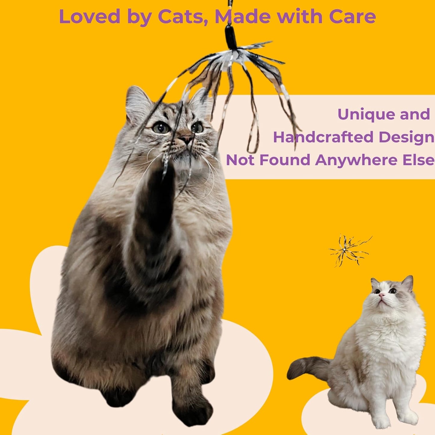 Cat Wand 38" - Retractable Cat String Toy with Spider Teaser and Refill, Perfect Interactive Toy for Indoor Cats and Kittens