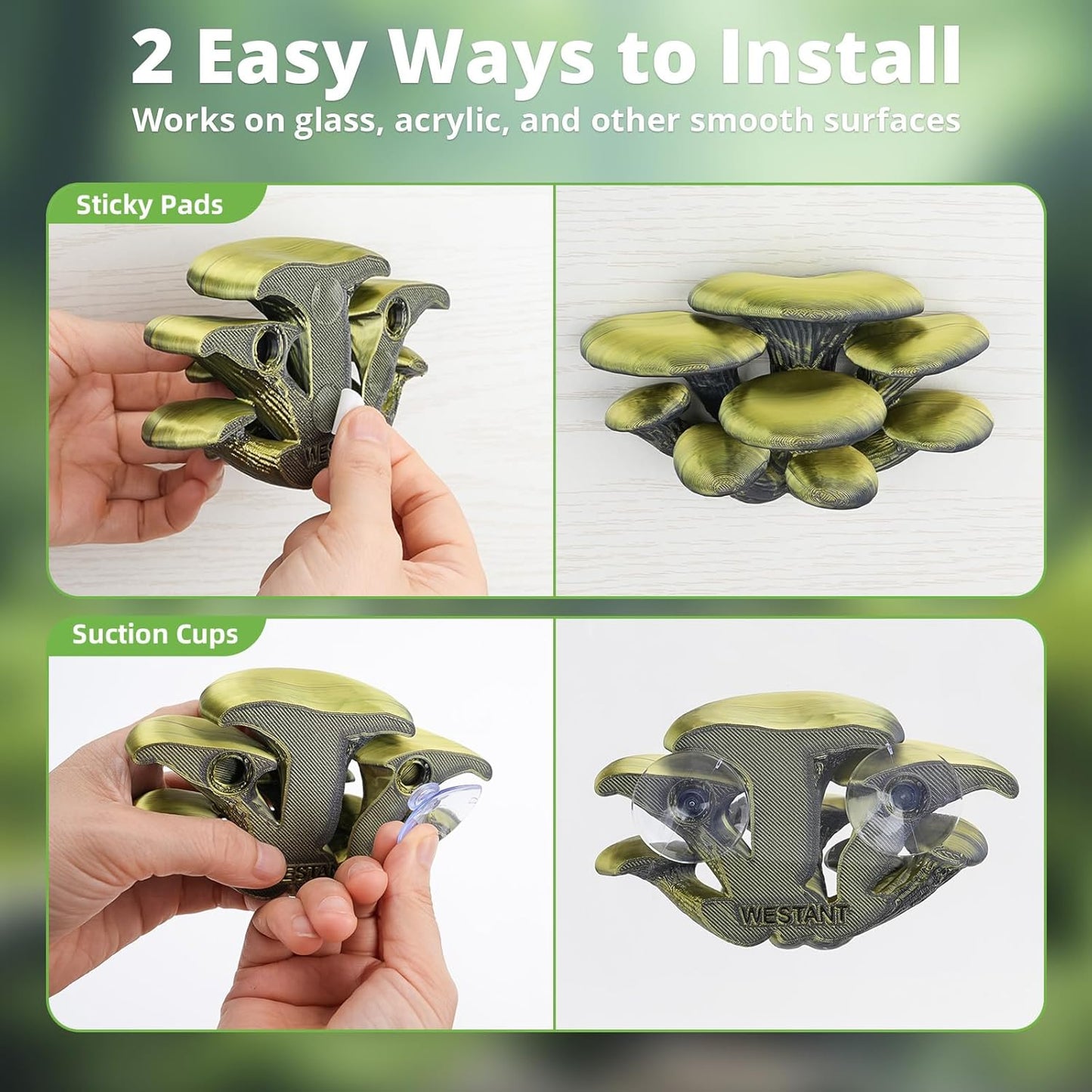 Mushroom Decor for Reptile Tank, Fish Tank, Pet-Safe Bearded Dragon Tank Accessories, Realistic Terrarium Plants for Leopard Geckos, Crested Geckos, Tree Frogs, Snakes (Forest, Cluster Cap)