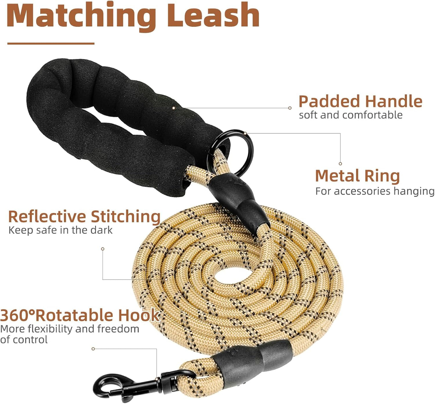 PUPTECK No Pull Dog Harness for Large, Adjustable Reflective Dog Harness with Handle Easy Control, Comfortable Soft Padded Pet Vest Harness for Large Dogs, Plaid Beige L