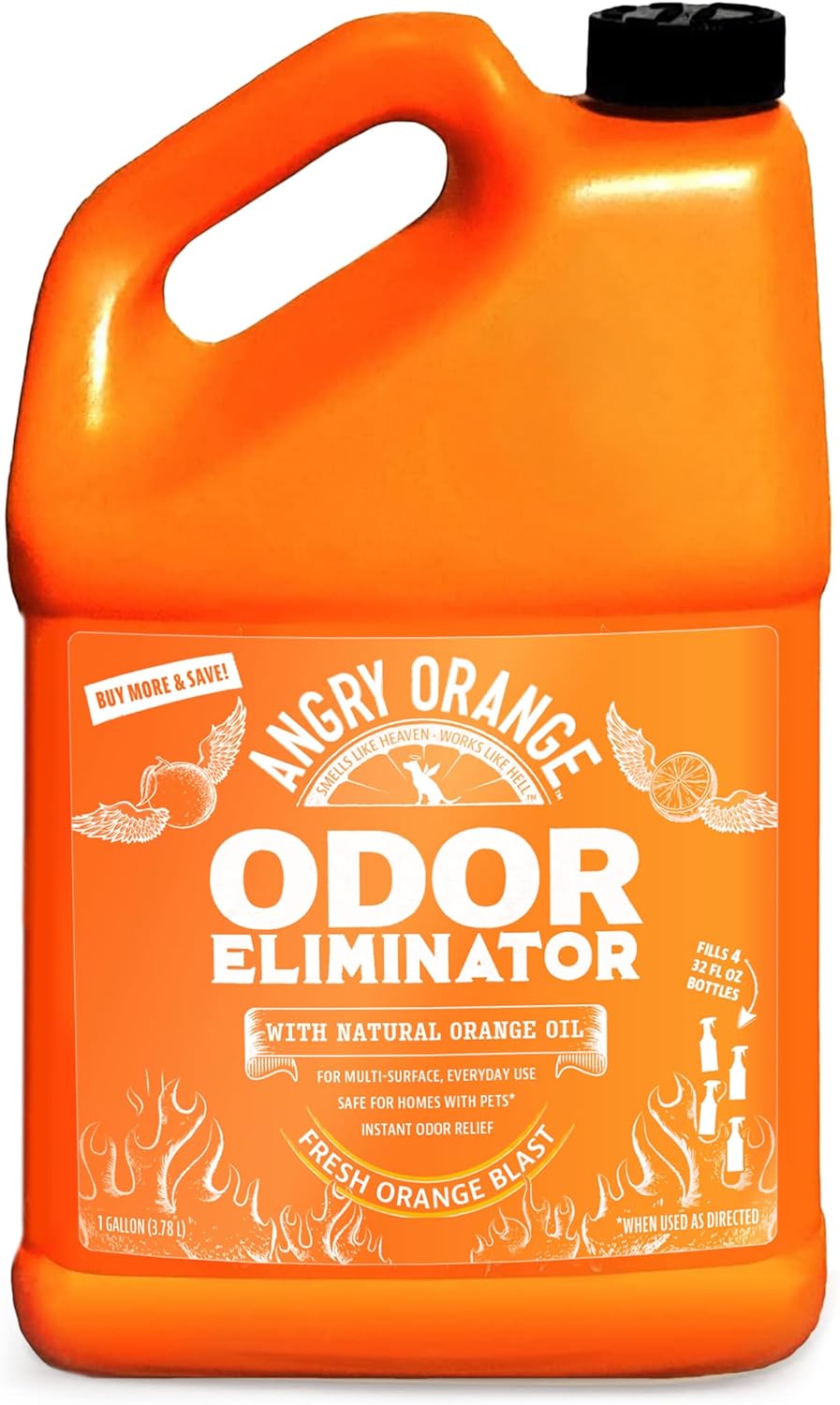 Angry Orange Pet Odor Eliminator for Dog and Cat Urine, Carpet Stains, and Strong Smells – Citrus Cleaner with Natural Orange Oil – 1 Gallon