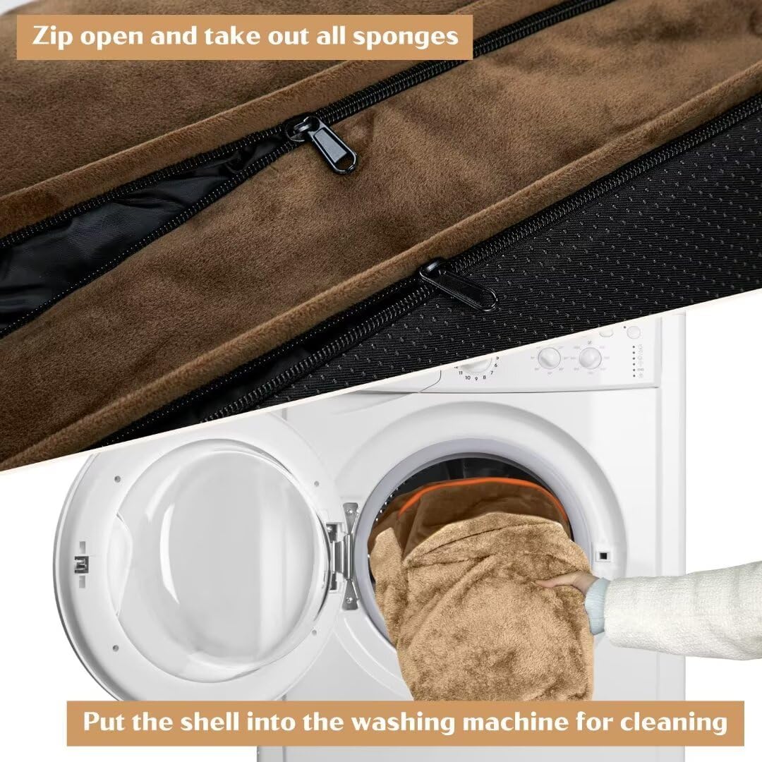 Comfort Expression Memory Foam Dog Beds, Orthopedic Washable Dogs Bed XXL, Waterproof Dog Beds Extra Large with Bolster & Removable Cover(XX-Large,Khaki Brown)