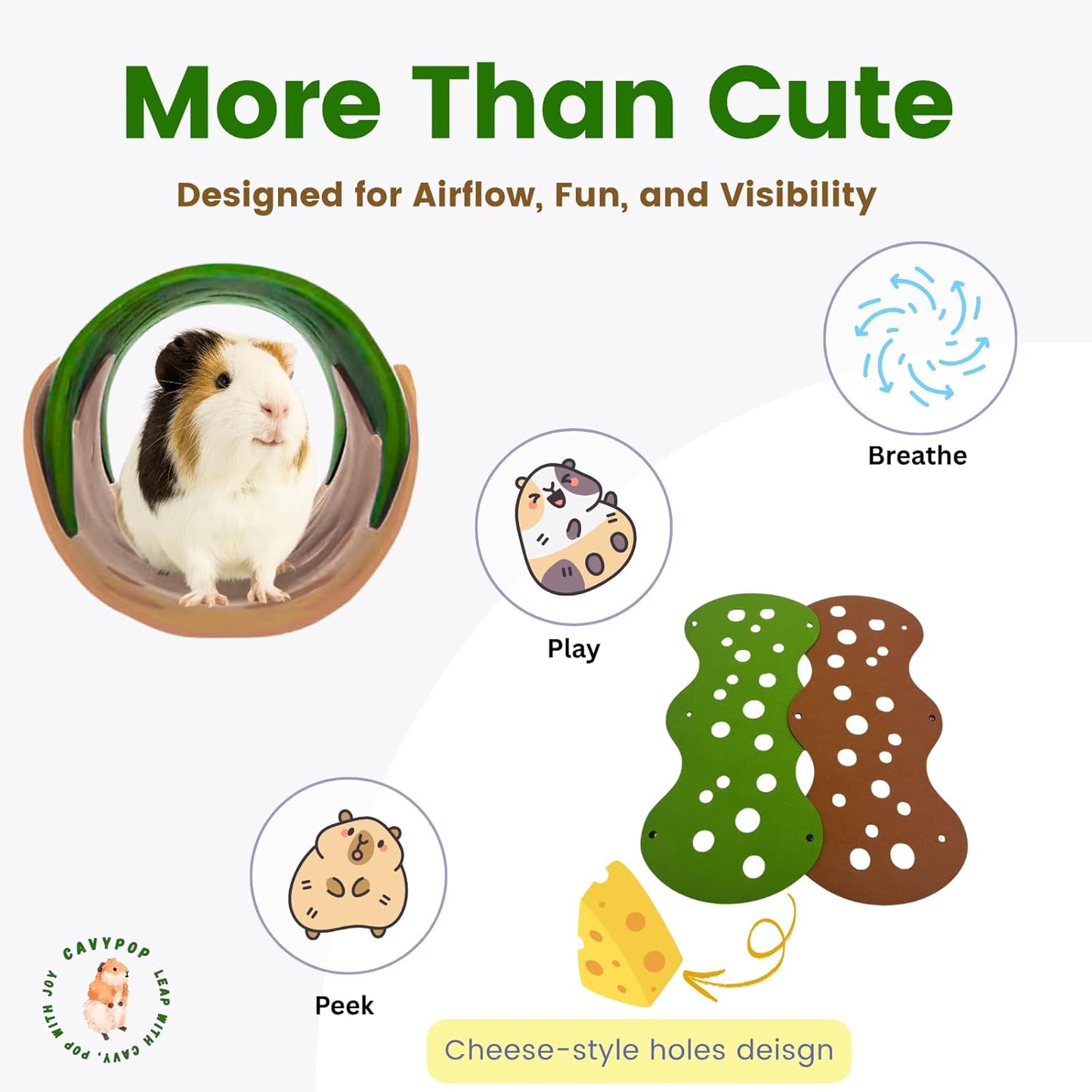 Guinea Pig Tunnels, Foldable Fleece Hideout Beds with Cheese-Hole Design, 2 Pack Modular Tunnel Set for Play and Rest, Brings Comfort and Enrichment to Guinea Pig Cages-Green&Grey