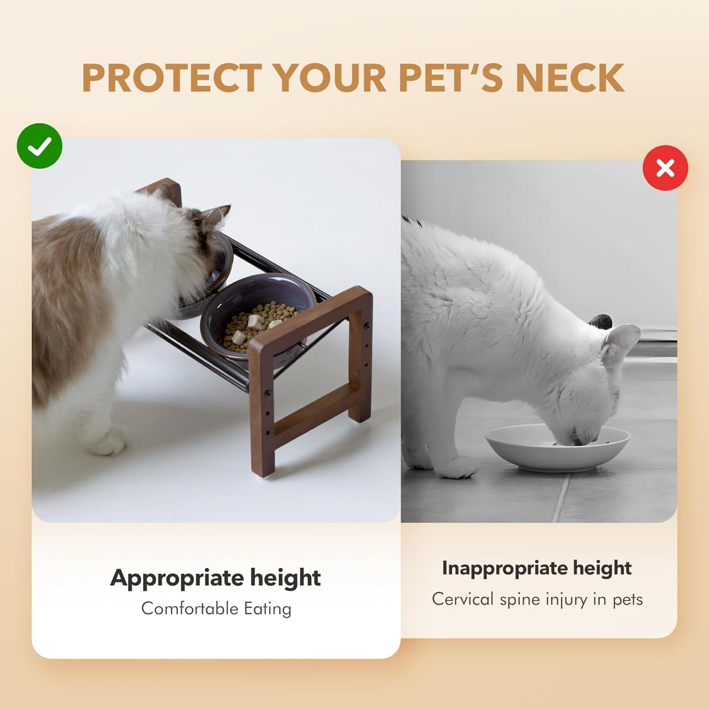 5.5inch Ceramic Adjustable Raised Double Bowls Set with Stand, 3 Heights Elevated, 2 Placement Options, Food and Water Dishes for Puppy, Cats（Double Bowls+Stand, Reactived Glaze -Grey