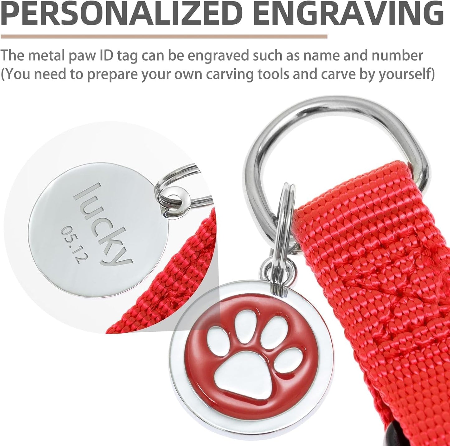 PUPTECK No Pull Dog Harness Soft Adjustable Basic Nylon Step in Puppy Vest Outdoor Walking with ID Tag X-Small Red