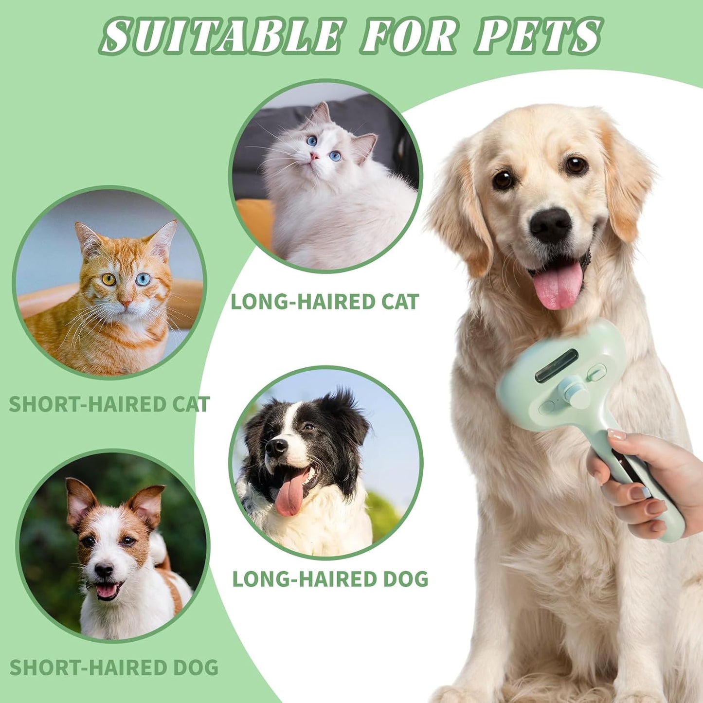 Self-Cleaning Spray Cat Brush for Shedding, Removes Static Flying Hair, and Works Wonders for Both Long and Short-Haired Pets 2 In 1 Cleaning Brush for Cats And Dogs Grooming