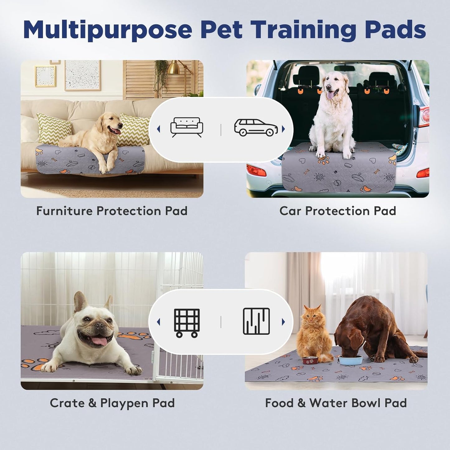 Washable Waterproof Pee Pads for Dogs - 2-Pack Small 18x24 Super Absorbent Reusable Training Pads, Non-Slip & Ideal for Puppies & Dog Playpen, Crate & Potty