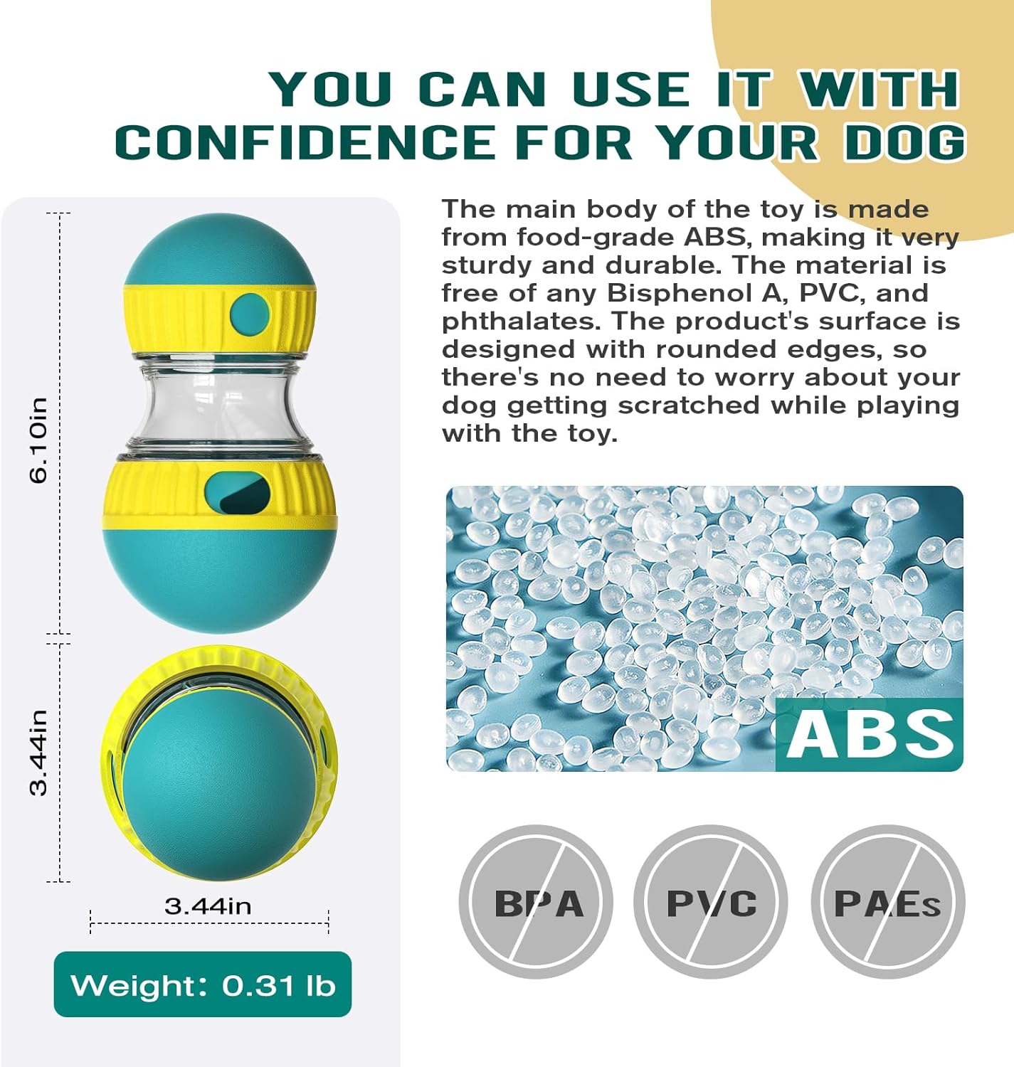 Dog Puzzle Toy Adjustable Treat Dispensing Ball Food Dispenser Tough Slow Feeder Puppy Enrichment Training Toy Pet Interactive Chase Toys for Small Medium Large Dogs to Keep Them Busy, Green