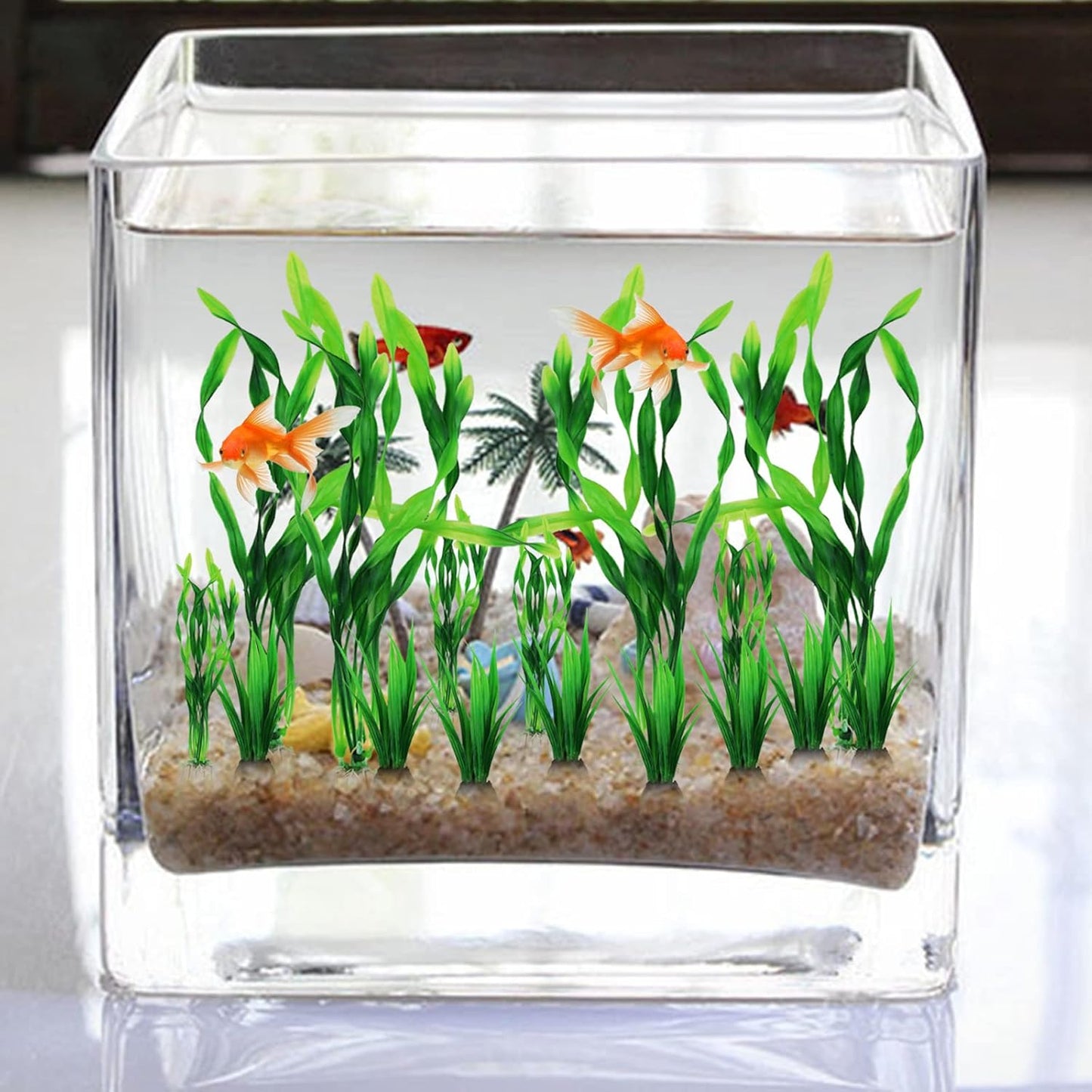 Artificial Aquarium Plants, 16pcs Fish Tank Decor Green Plants Artificial Aquarium Decorations for Fish Tanks (Green)