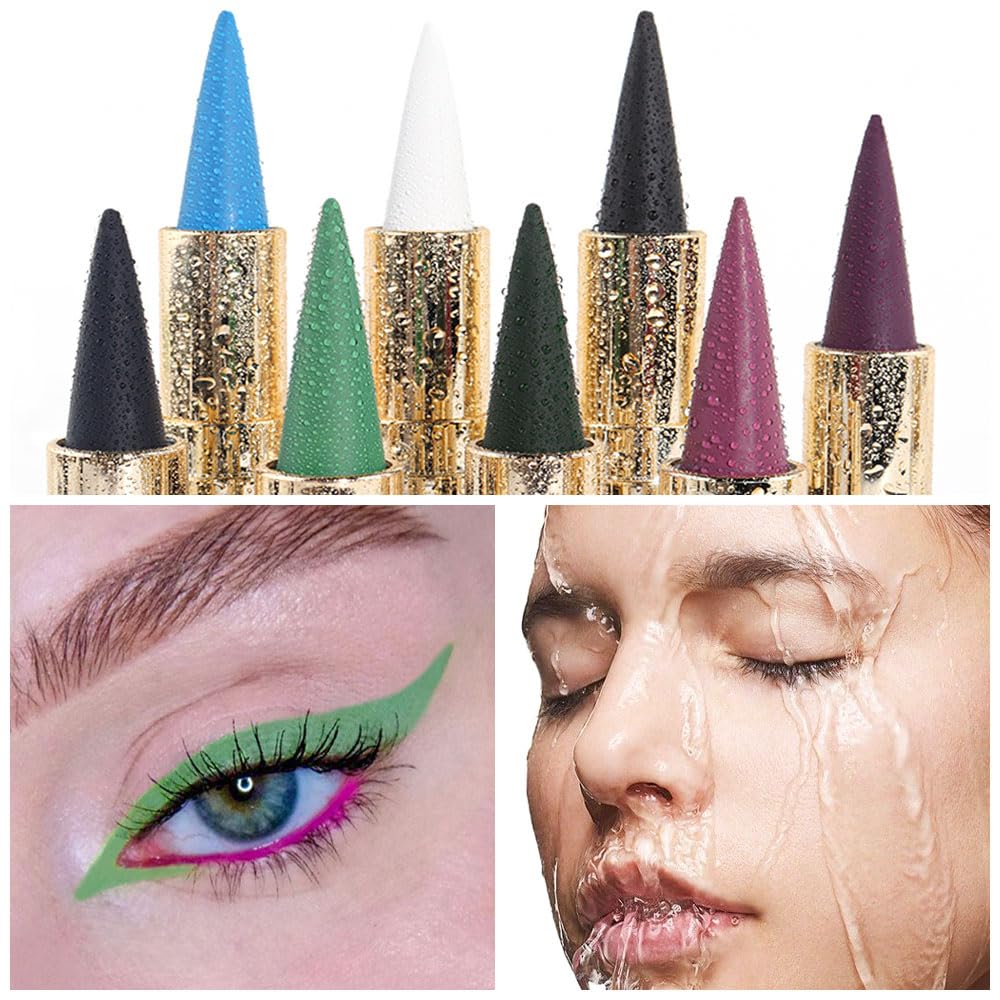 evpct 1Pcs Light Green Gel Eyeliner Pencil Eye Black Face Paint Stick Makeup Set Waterproof Matte Cream Crayon Eyeliner Pencil Set Cat Eye Liners Eyeshadow Guide delineador de ojos contra el agua