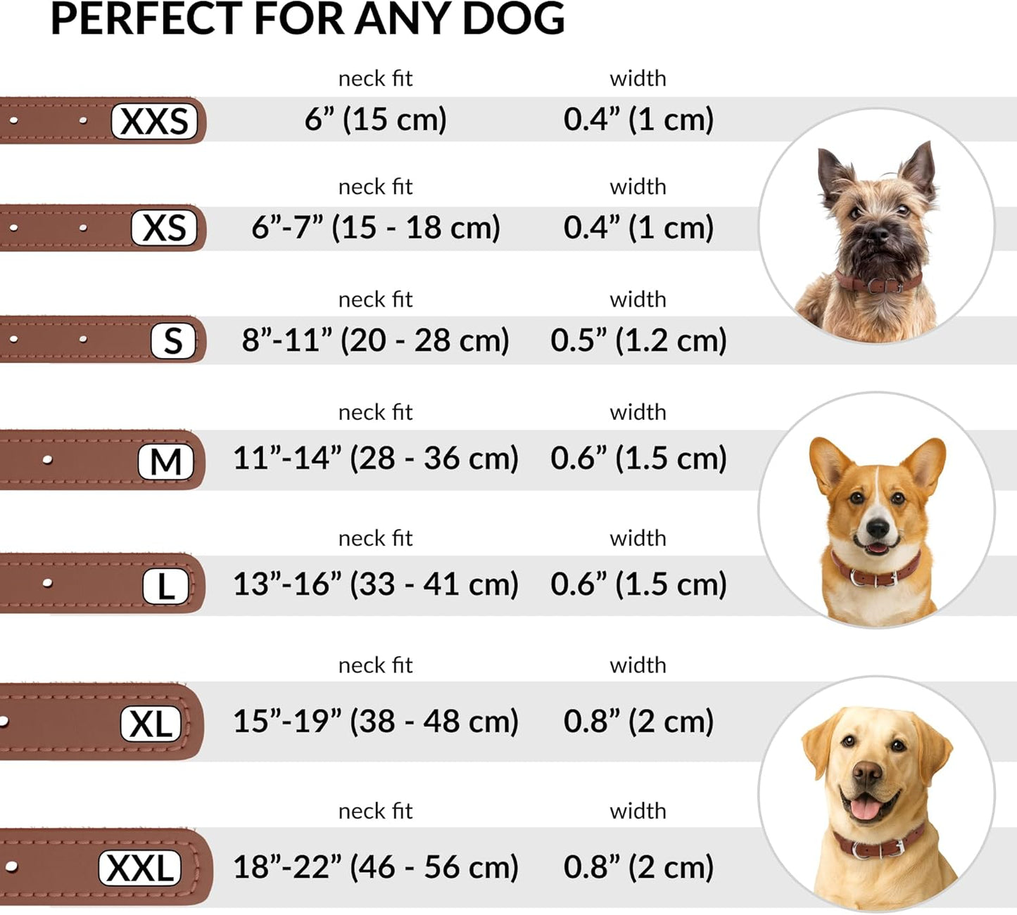 CollarDirect Rolled Leather Dog Collar, Soft Padded Round Puppy Collar, Handmade Genuine Leather Collar Dog Small Large Cat Collars 13 Colors (8-11 Inch, Cinnamon Smooth)