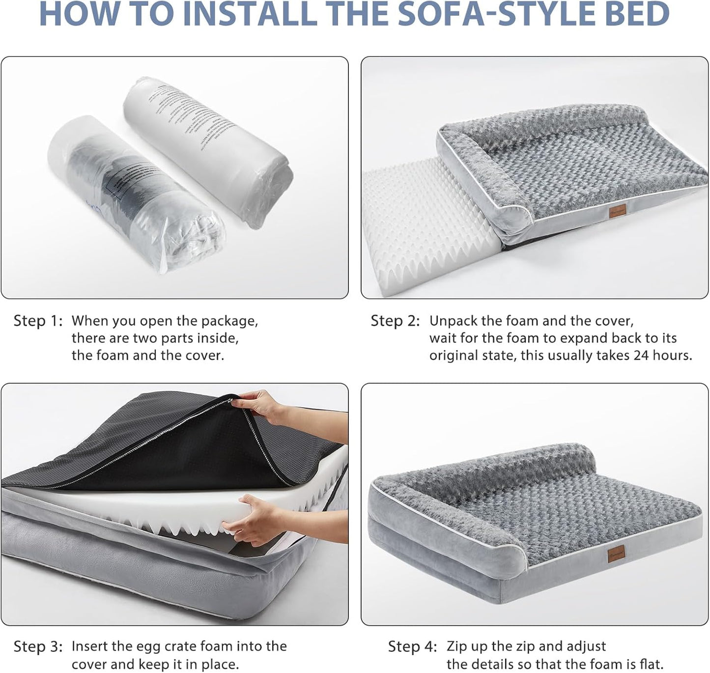 BFPETHOME Orthopedic Dog Bed for Large Dogs-Big Waterproof Sofa Dog Bed with Removable Washable Cover, Washable Pet Bed with Waterproof Lining and Nonskid Bottom,Pet Bed for Large Dogs