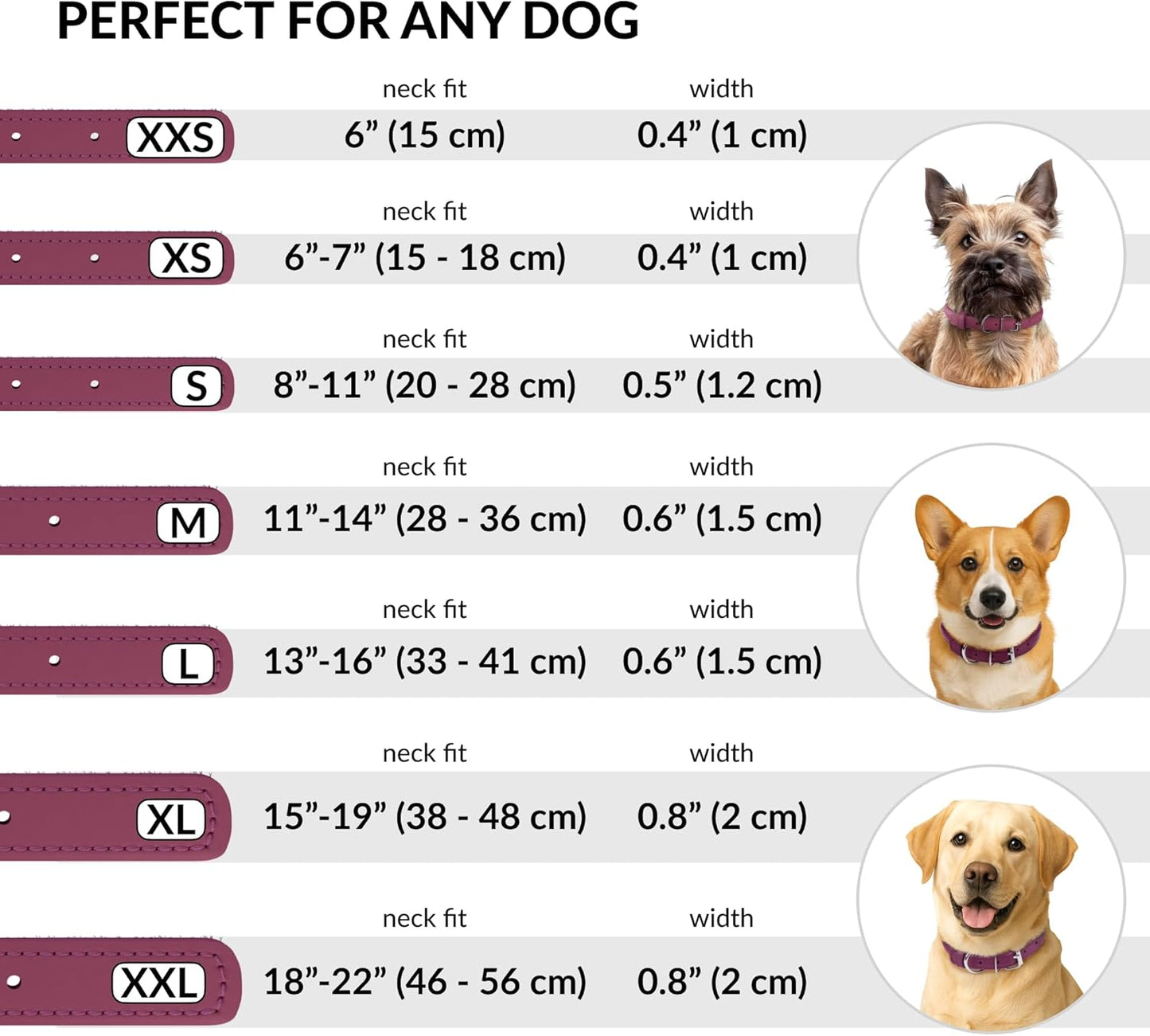 CollarDirect Rolled Leather Dog Collar, Soft Padded Round Puppy Collar, Handmade Genuine Leather Collar Dog Small Large Cat Collars 13 Colors (6 Inch, Pink Smooth)