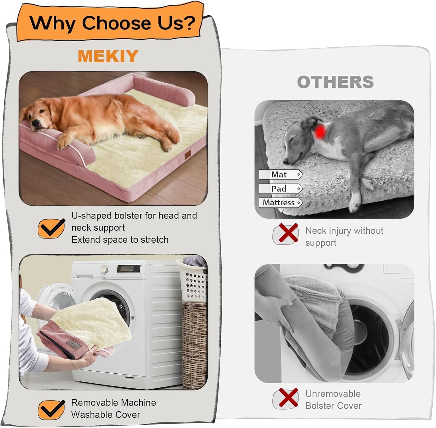 Small Dog Bed Waterproof Orthopedic Dog Beds for Medium Sized Dogs Comfy Pet Cat Bed with Sides, Washable Removable Cover