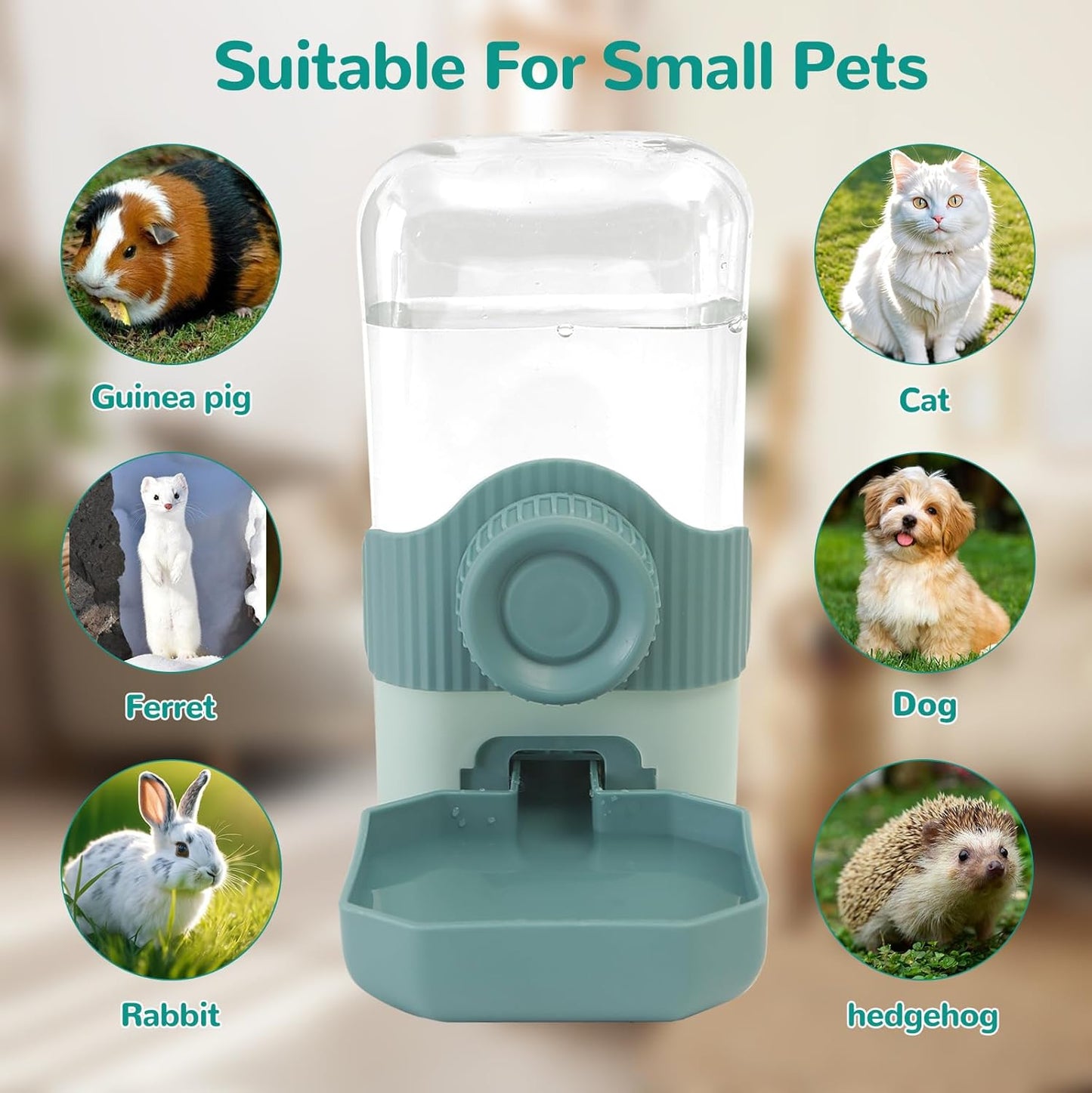 Rabbit Water Bottle, 800ml/28oz Hanging Automatic Water Dispenser for Cage, Ferret Bunny Guinea Pig Water Bowl,Suitable for Small Animal (Blue, 800 ml/28 oz)