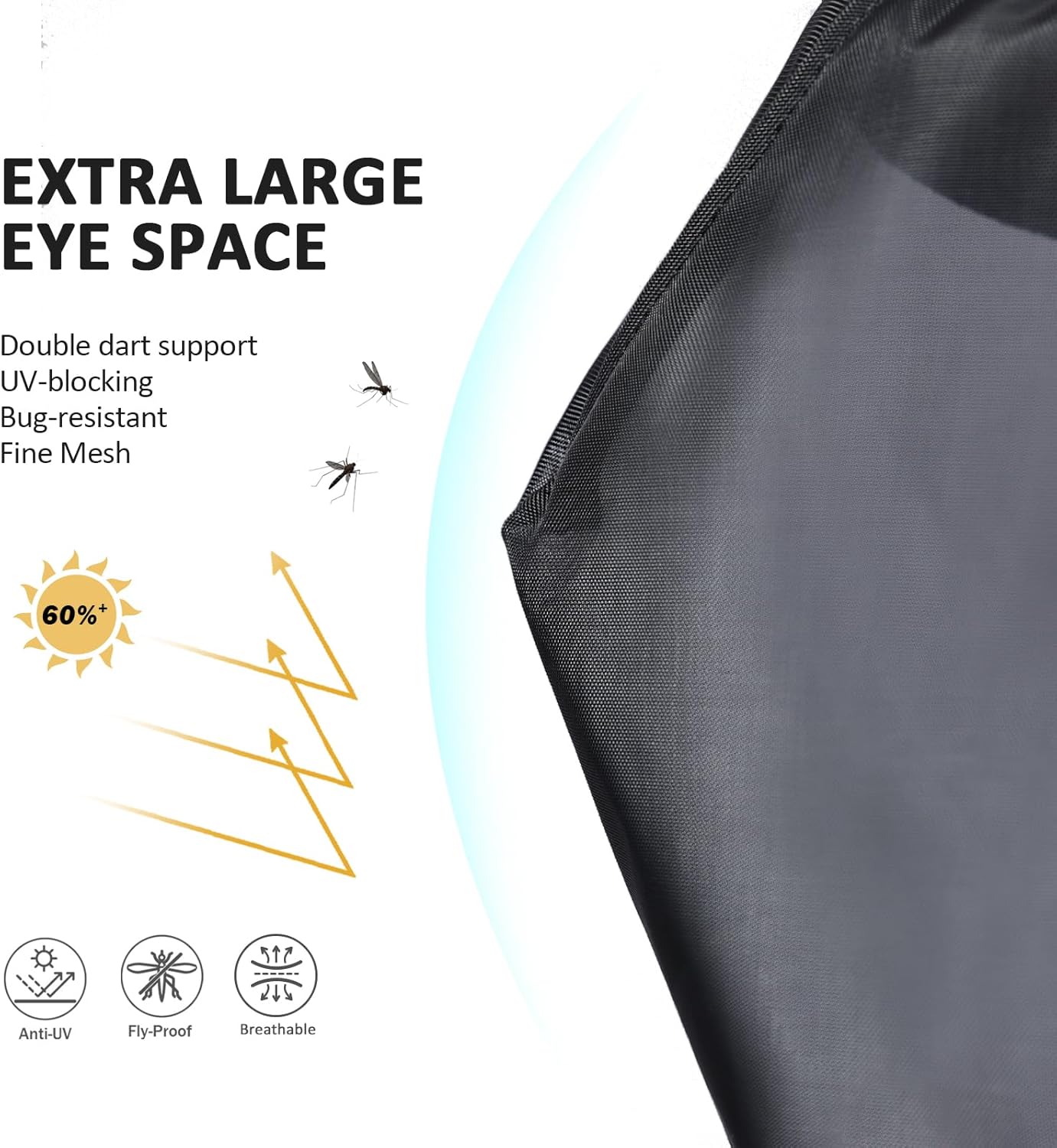 Harrison Howard Pro Luminous Horse Fly Mask Large Eye Space Half Face with Ears UV Protection for Horse Coral Orange/Navy M