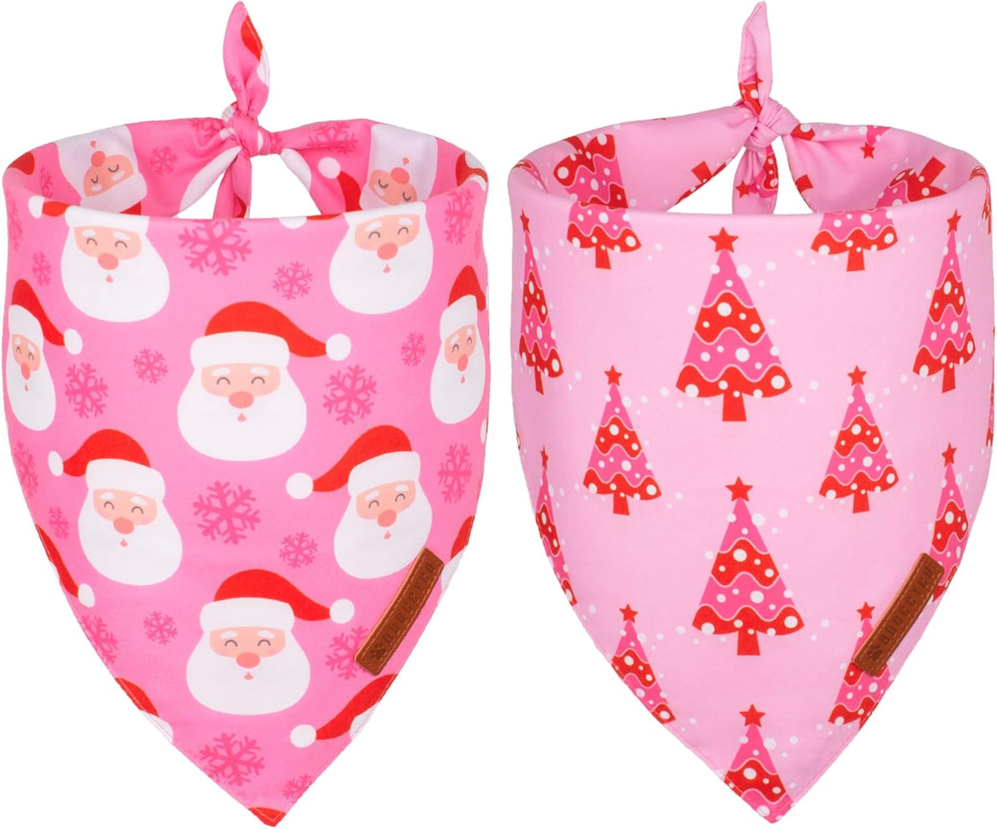 ADOGGYGO Christmas Dog Bandana, Xmas Tree Santa Pet Scarf, Premium Durable Fabric, Adjustable Fit Female Pet Christmas Bandanas for Small Dogs Puppies (Small)