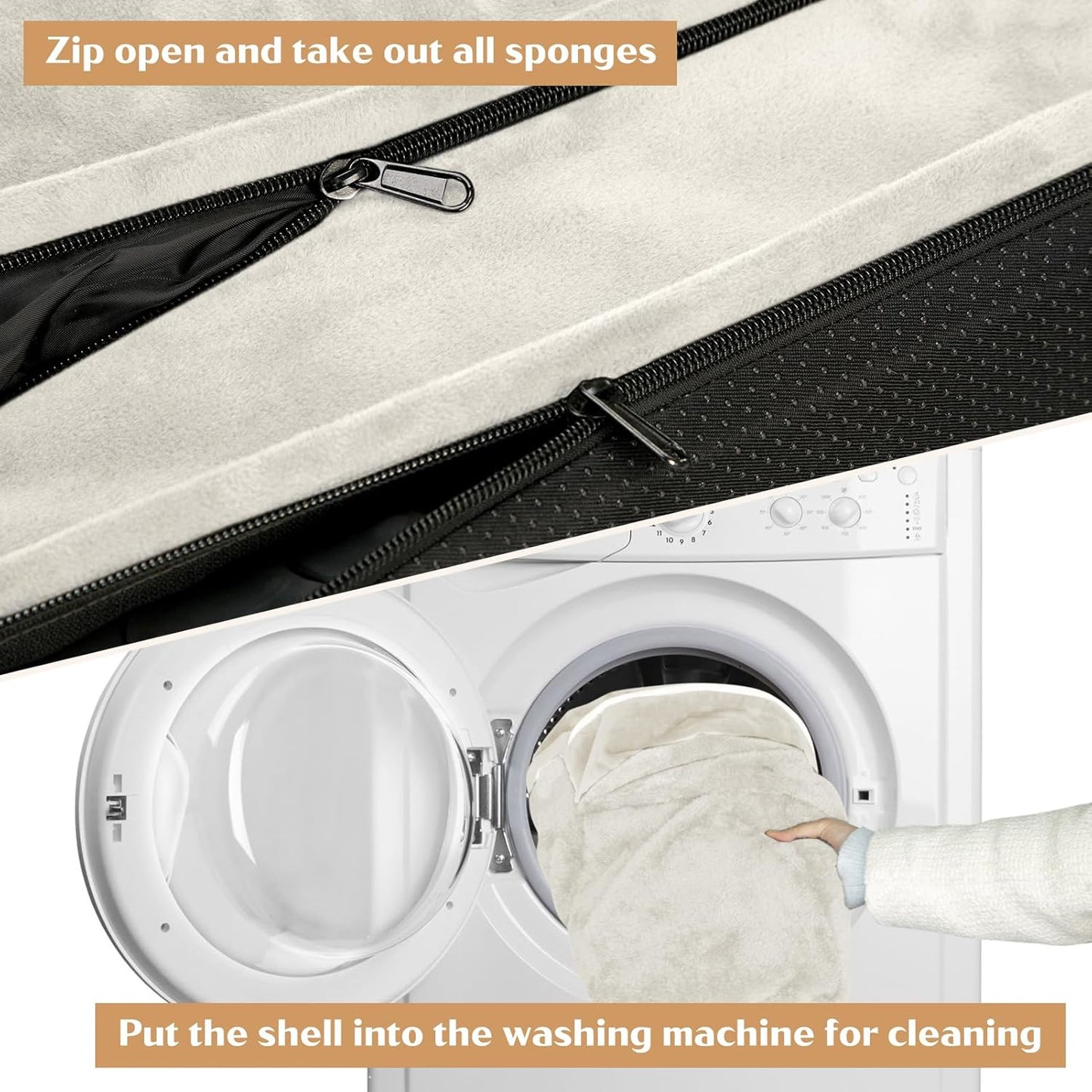 Comfort Expression Medium Dog Beds Waterproof Orthopedic Foam Dog Sofa Beds for Medium Large Dogs Comfy Pet Bed with Washable Removable Cover & Non-Slip Bottom(Medium,Beige)