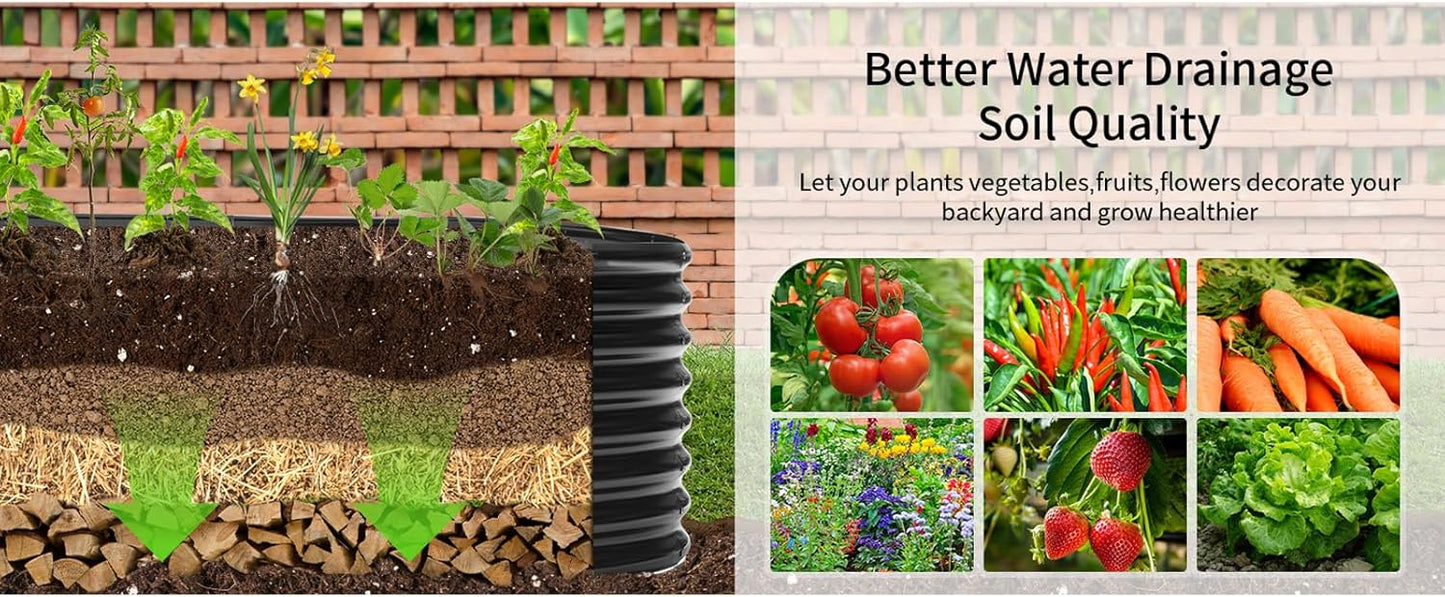 Land Guard 24“ Tall Galvanized Raised Garden Bed Kit, Galvanized Planter Garden Boxes Outdoor, Oval Large Metal Raised Garden Bed for Vegetables (Dark Gray, 4×2×2ft)