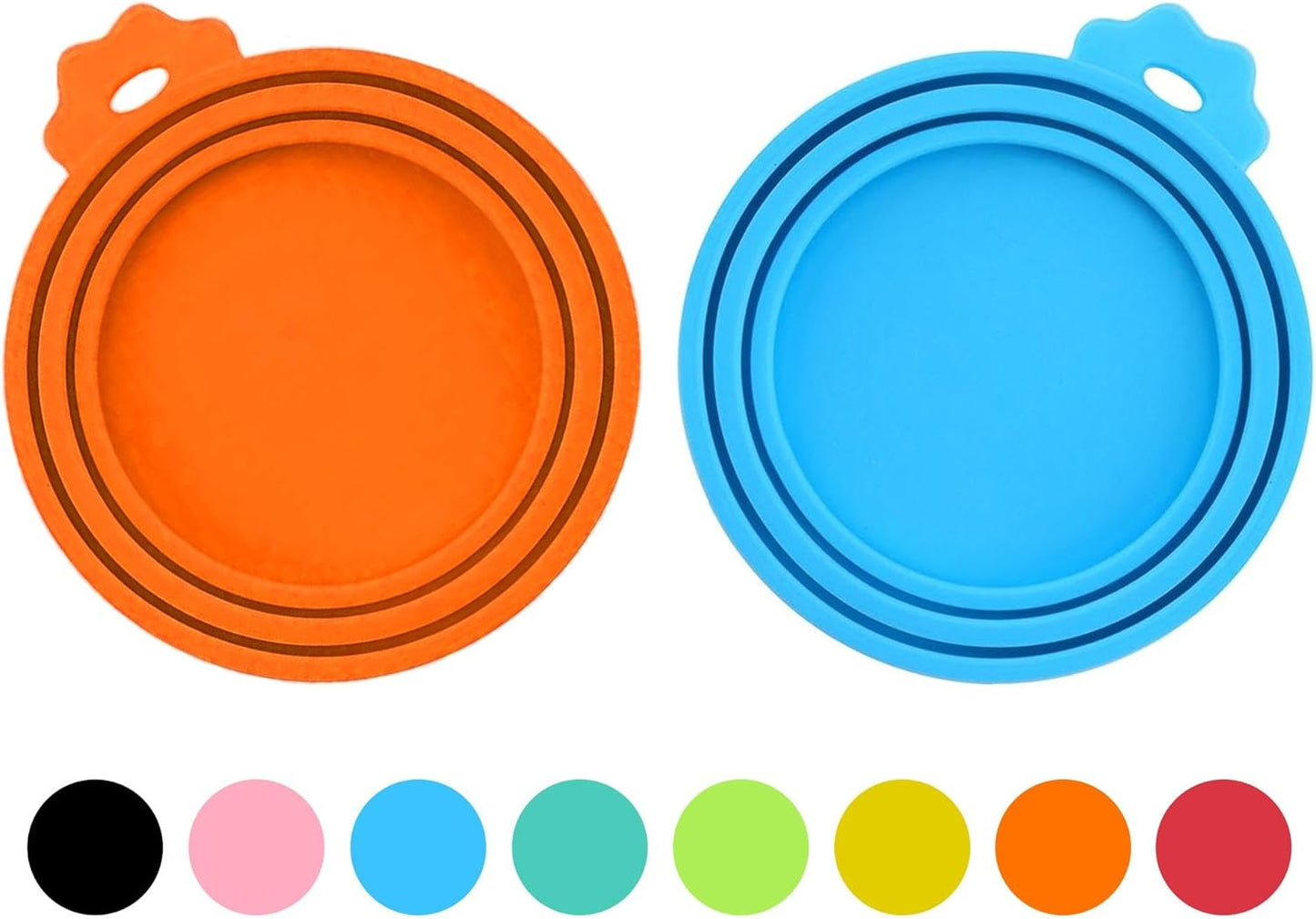 2 Pack Pet Food Can Covers, Silicone Universal Can Lids for Dog & Cat Food, BPA Free, One Fit Most Standard Size Can Lids Top Orange/Blue
