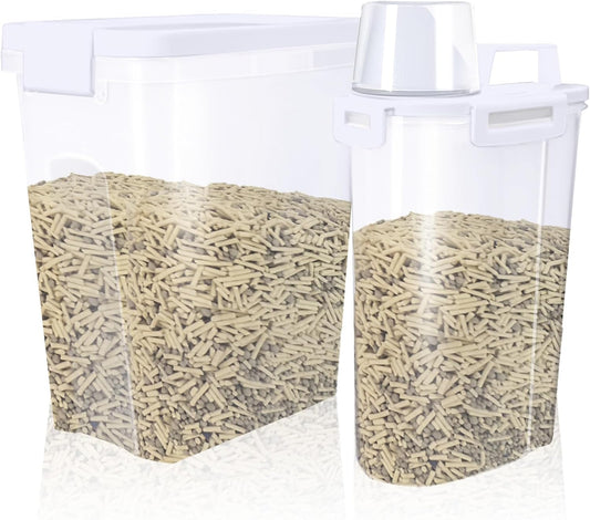 2 Pcs Cat Litter Storage Container with Airtight Lid Cat Litter Storage Bin with Spout Sealable Heavy Duty Bucket