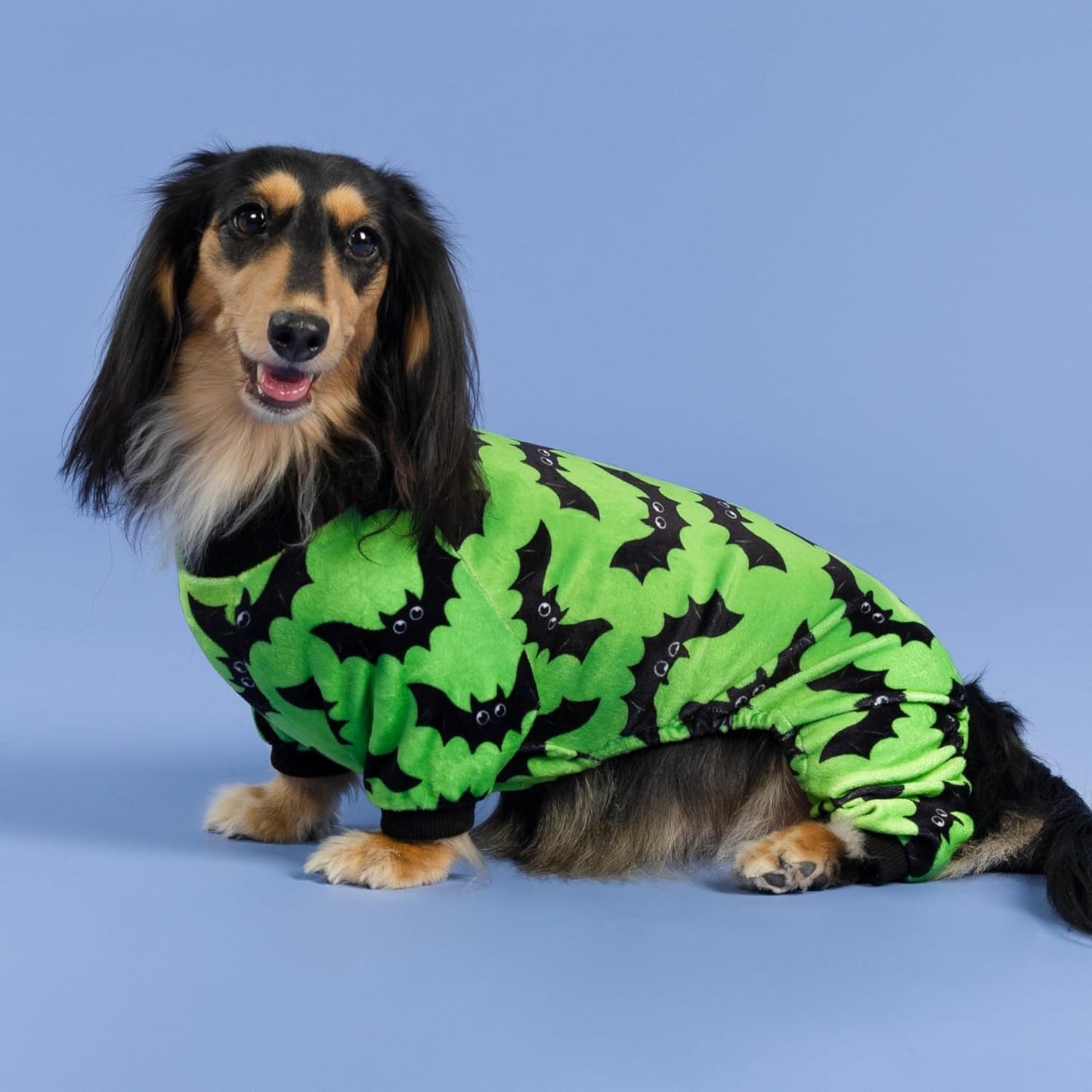 Fitwarm Halloween Bat Dog Pajamas, Funny Costumes for Small Dogs Boy Girl, Pet Outfit, Lime Green, Black, Large