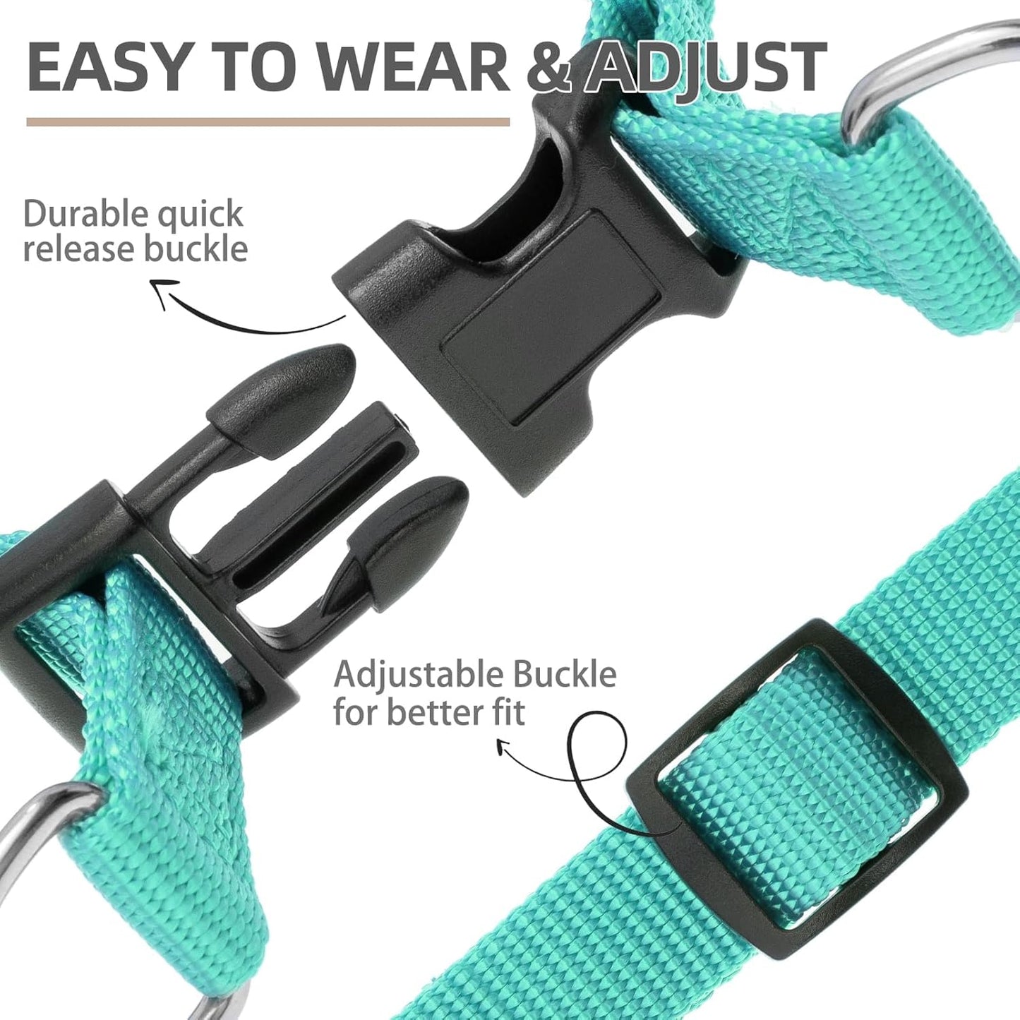 PUPTECK No Pull Dog Harness Soft Adjustable Basic Nylon Step in Puppy Halter Outdoor Walking with ID Tag Medium