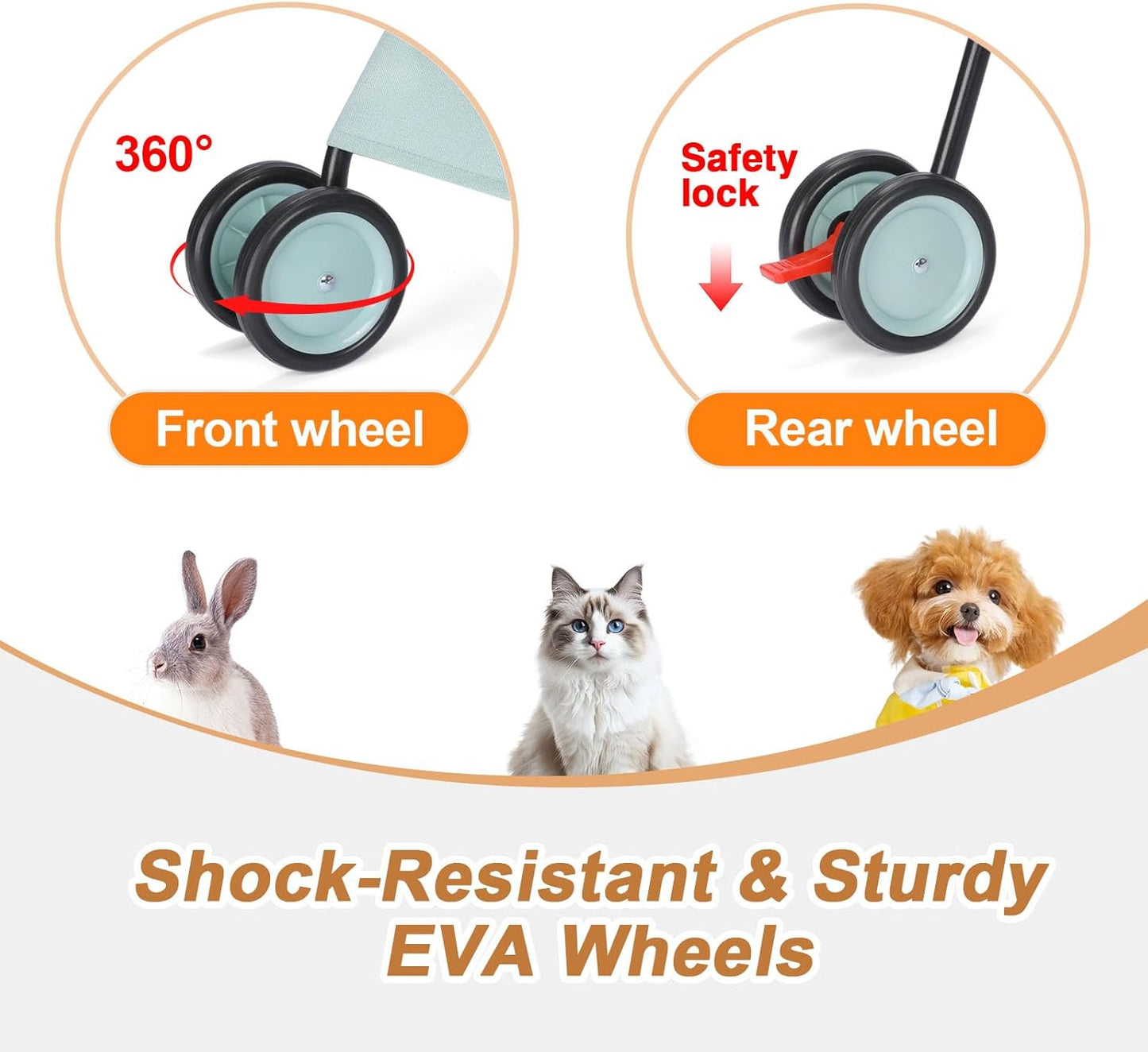 Umbrella Dog Stroller, 4 Wheels Pet Strolling, Foldable Carrier Pet Stroller for Small Dogs Cats, with Carrying Strap and Cup Holder, Dog Poop Bags & Dispenser, Up to 33 lbs, Cyan