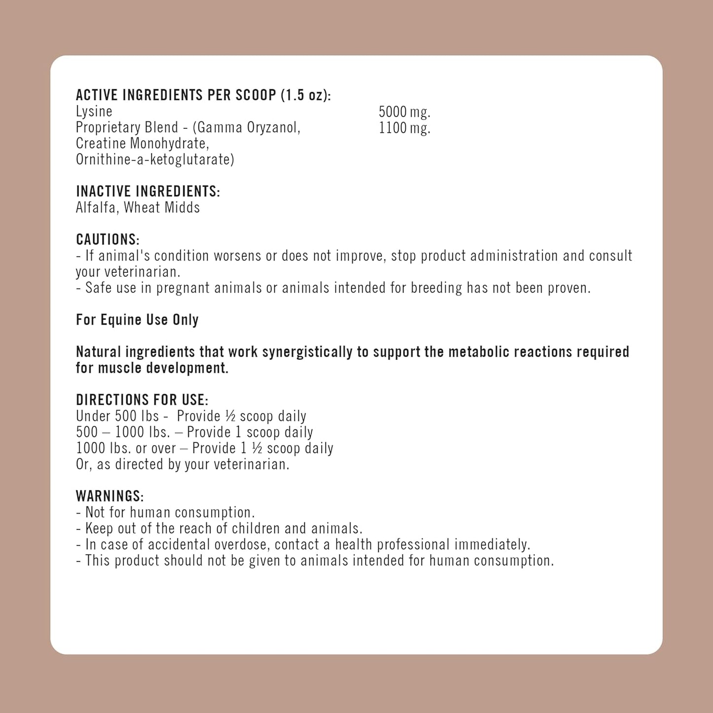 Formula 707 MuscleMx Equine Supplement, 10 lb Bag – Conditioning Support and Muscle Builder for Horses with Lysine, Gamma Oryzanol, Creatine & OKG