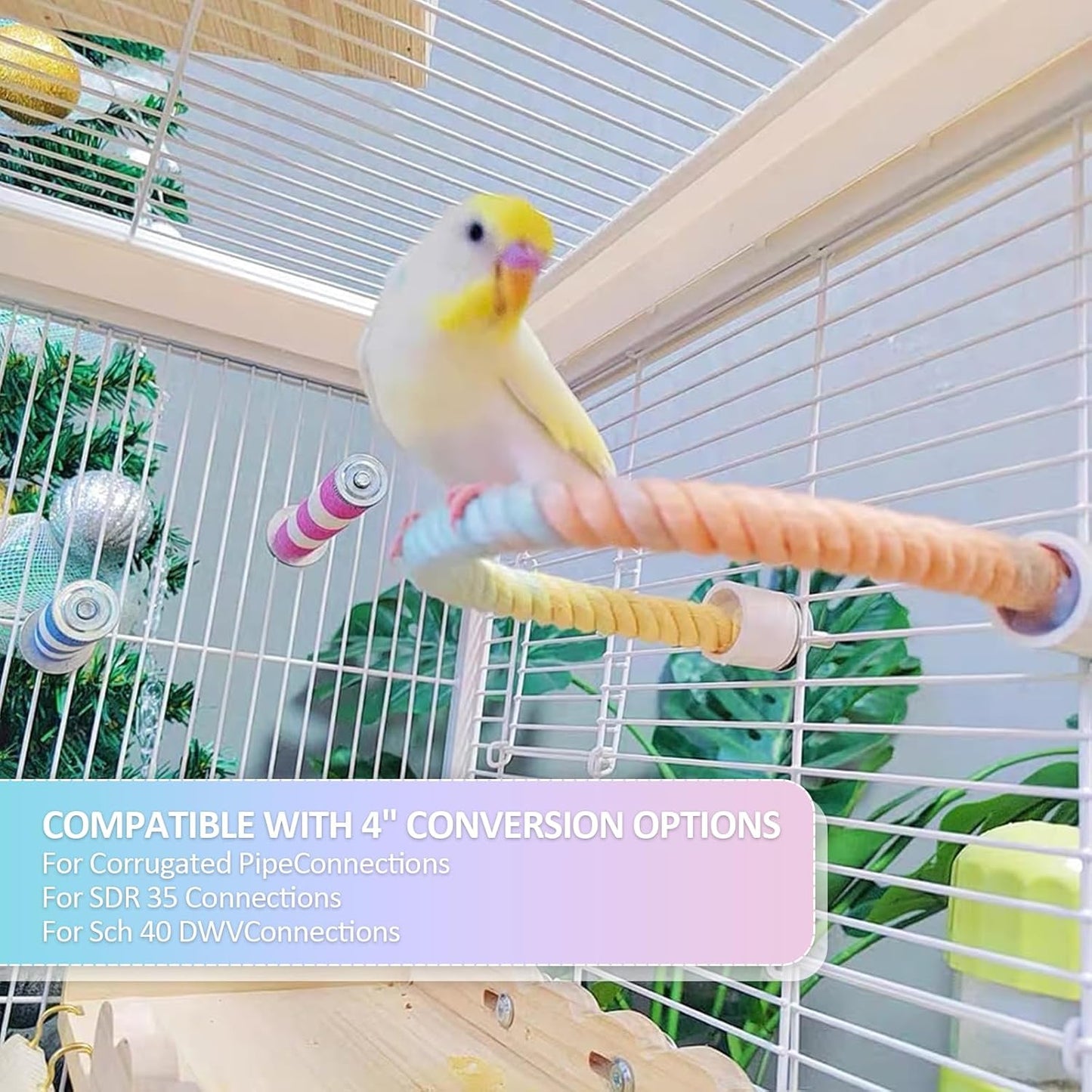 3Pcs Rope Perches for Bird Cages, Gradient Colorful Bendable Climbing Toy for Parrots, Cockatiels, Budgies & More, Bird Swings & Ladders for Medium Birds