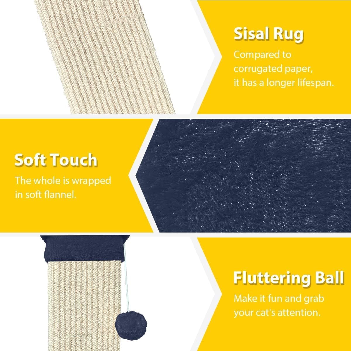 AGYM Cat Scratching Post, 32 Inch Cat Scratch Post for Cats and Kittens, Protect Your Furniture and Exercise Cats, Nature Sisal Modern Cat Scratcher for Indoor Cats, Blue