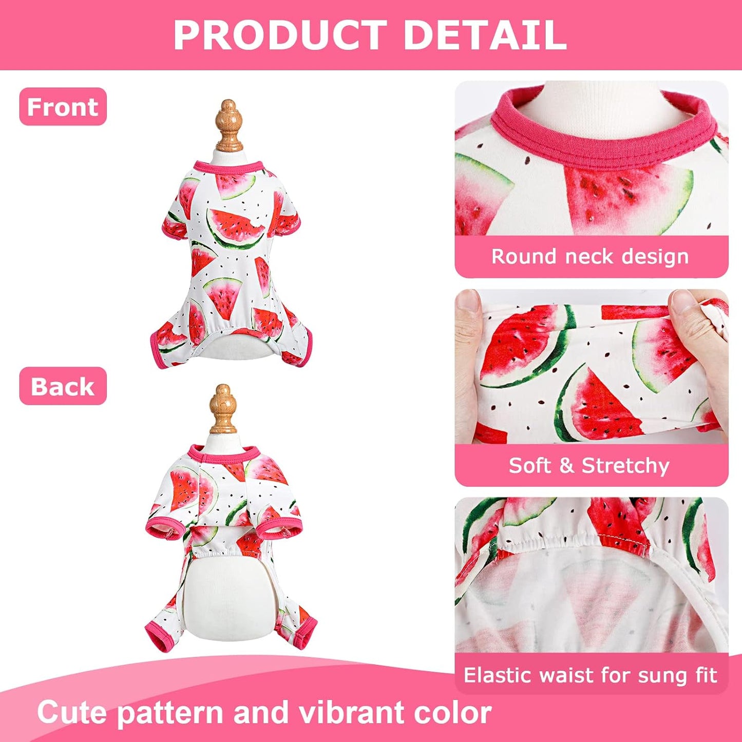 Dog Pajamas for Small Dogs - Dog Pjs - Cute Dog Pet Clothes Onesies Outfits for Doggie Girl Summer Shirts Sleeper for Pet Cats Jammies Puppy Teacup Clothes, Red