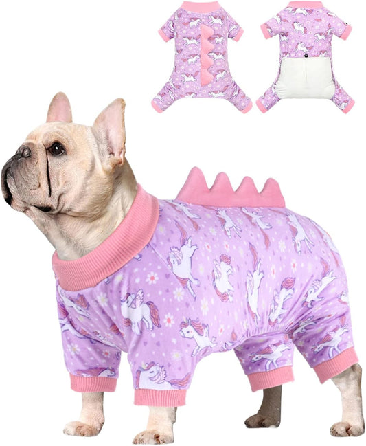 CuteBone Dinosaur Costume Dog Pajamas, Stretchy Spandex Crystal Velvet Sleepwear Coat for Small Dogs, Soft & Warm Pet Outfit Clothes for Cold Weather, Cozy Pullover Design COSP11XS