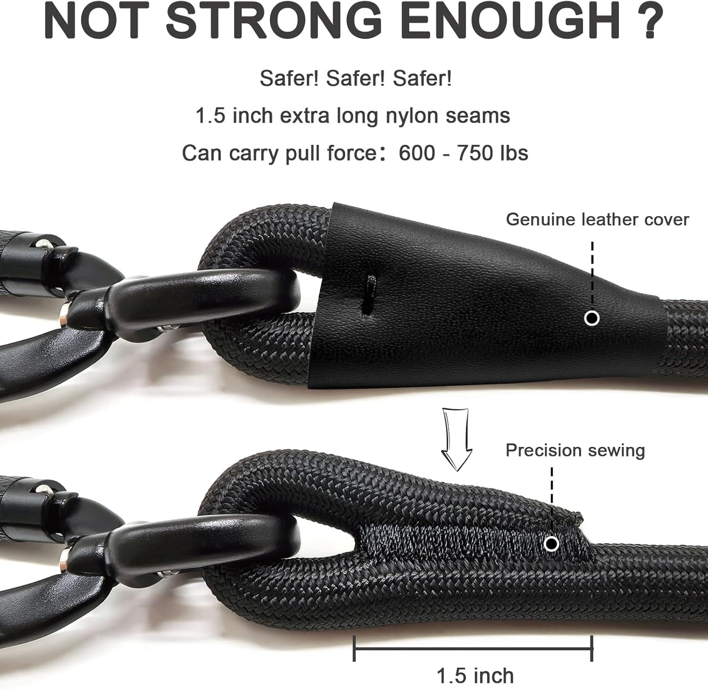 Rope Dog Leash with Two Handles, 6 Foot Heavy Duty Dog Leash with Aviation Aluminum Auto Locking Carabiner, Strong Nylon Pet Lead for Small, Medium, Large Dogs (Green, 6FT-Two Handle)