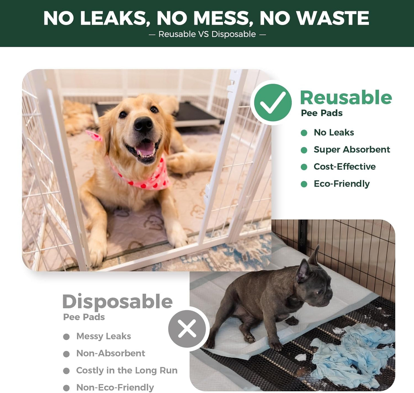 FXW Washable Pee Pads for Dogs, Puppy Pads with Super Absorbent, Specifically Designed for FXW Rollick/Homeplus 24inch 8 Panels Dog Playpen, 85" × 39" Rectangle, Khaki, 1 Pack