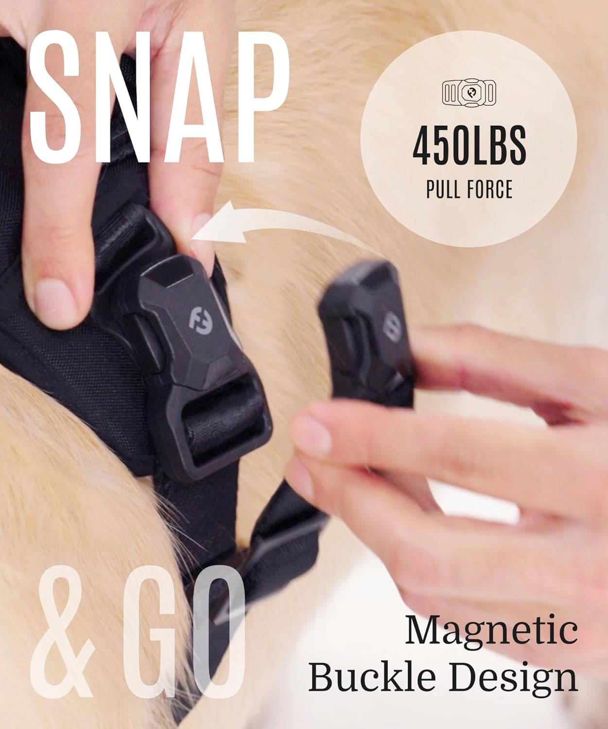 2025 New Edition, Fei & Eve MagEase Dog Harness - 3-Second Magnetic Buckles | 3-Point No-Pull Control | Heavy-Duty 900D Nylon | Dual Safety Handles | Breathable Mesh | Adjustable Fit | Medium, Pink