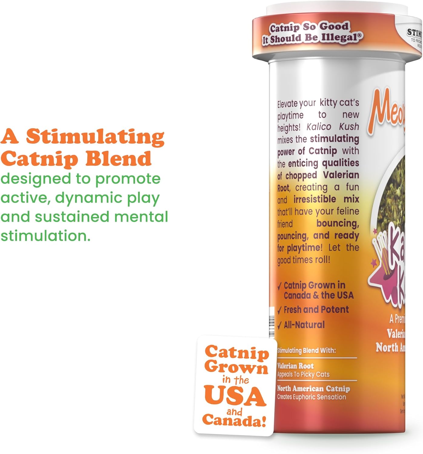 Meowijuana® Kalico Kush - Valerian Root and Catnip Blend - Large Bottle