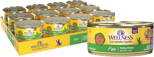 Wellness Complete Health Pate Adult Wet Cat Food, Natural, Protein-Rich, Grain Free, 5.5 Ounce, 24 Pack, (Turkey)