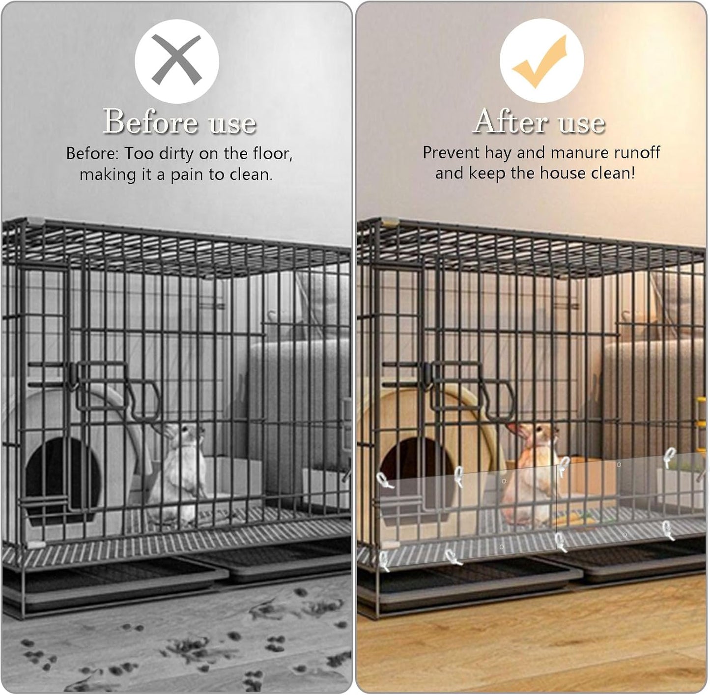 Pet Cage Liner Protection, Rabbit Cage Plastic Panels, 12 PCS Cage Urine Guard for Rabbit, Guinea Pig, Hamster, Hedgehog, Chinchilla, Ferret, Bunny - Transparent, 11.8"x5.9"