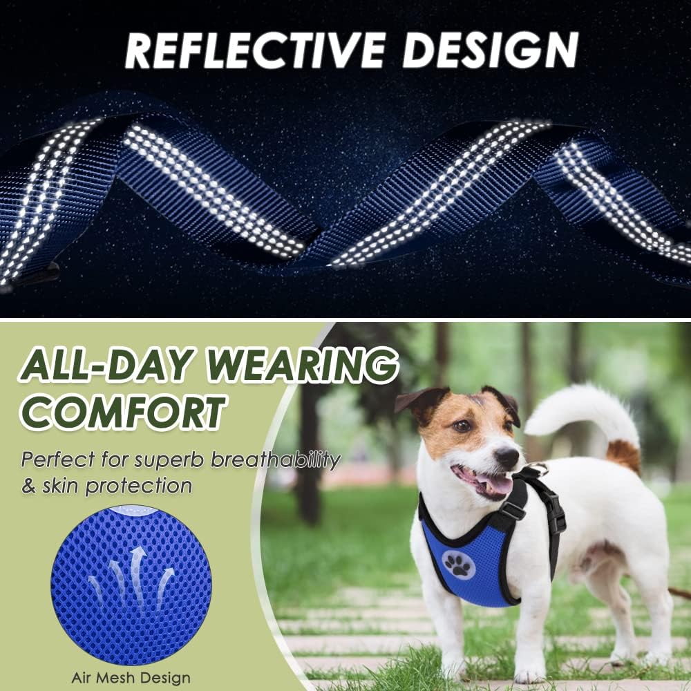 Lukovee Dog Seat Belt - Adjustable Dog Car Harness for Large, Medium & Small Dogs, Soft Padded & Breathable Mesh Dog Seatbelt with Car Vehicle Connector Strap (Blue, Medium)