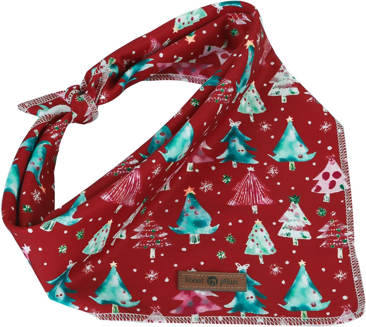 lionet paws Christmas Dog Bandana,Christmas Tree Fabric Dogs Kerchief for Medium Large Dogs,Dog Cotton Red Triangle Bibs Scarf for Girl Boy