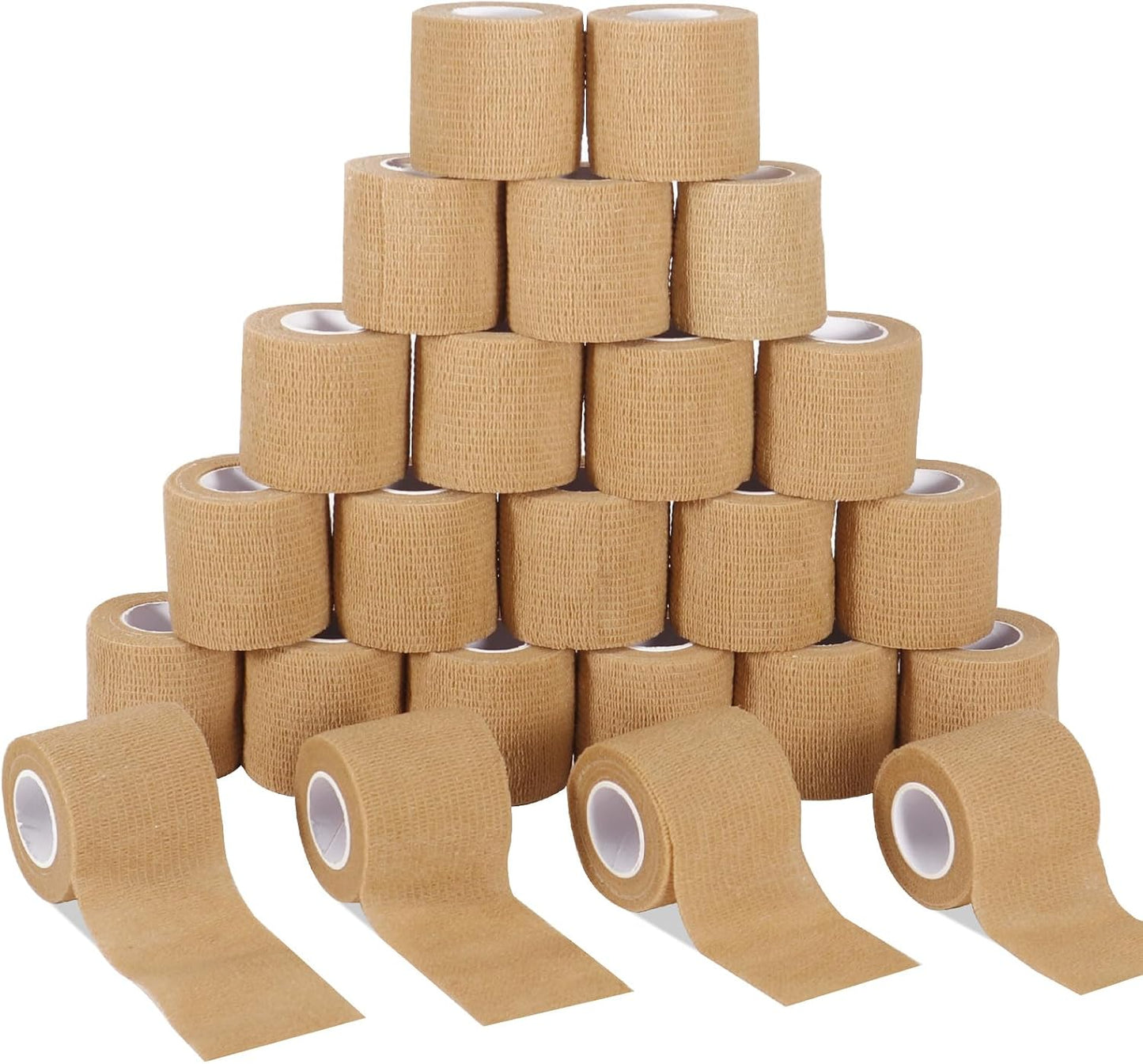 LDIWEE 24 Pack Self Adhesive Bandage Wrap, 2" X 5 Yards Cohesive Bandage Wrap Medical Tape Elastic Vet Wrap Grip Tape for First Aid, Sports, Ankle, Wrist Sprains, Dog