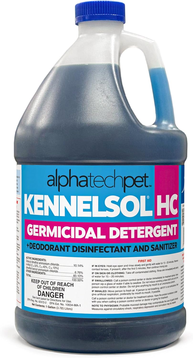 KennelSol HC 1-Step High Concentrated Kennel Cleaner - 1 Gallon Liquid Disinfectant, Effective Against Bacteria and Viruses, Deodorizer by Alpha Tech Pet