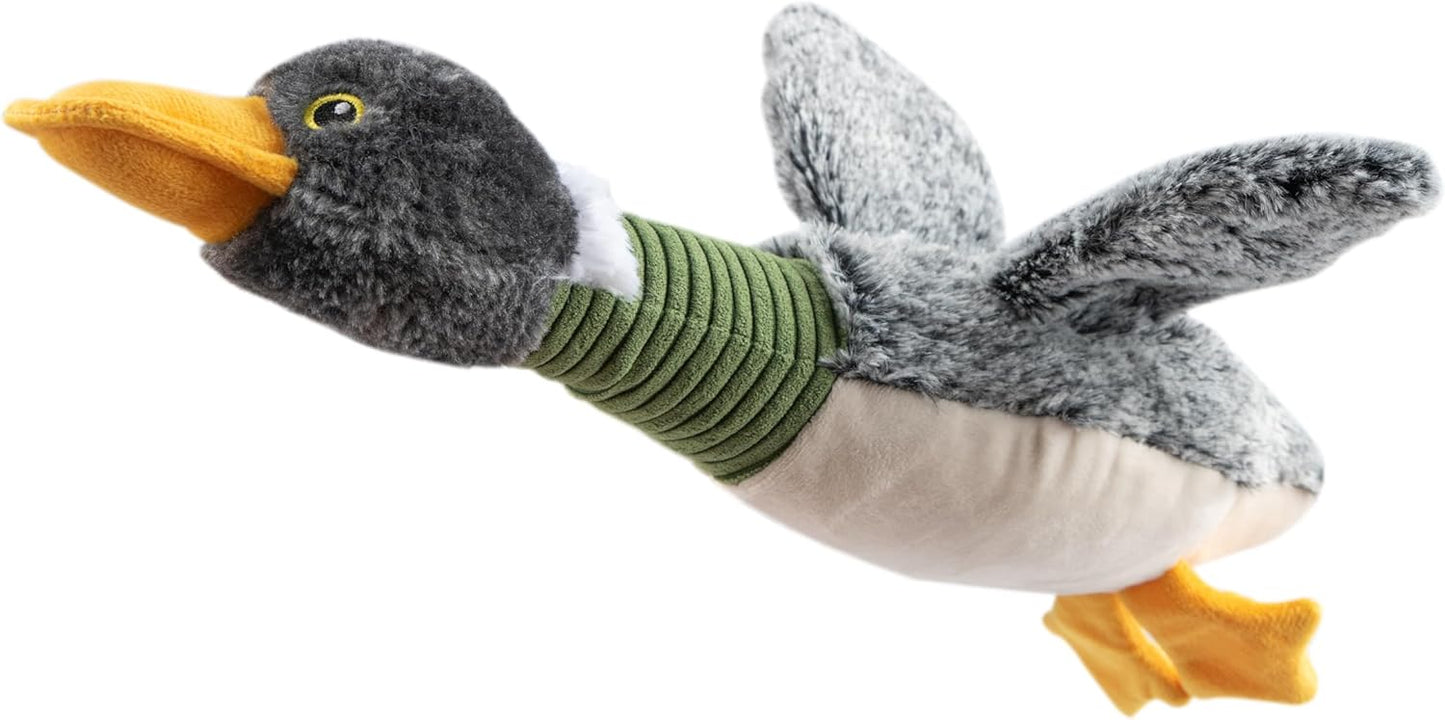 Best Pet Supplies Interactive Squeaky Dog Chew Toy, Ideal Dog Toys for Chewers, Small, Medium & Large Dogs, and Fetch Lovers - Mallard Duck Wing (Gray), Large