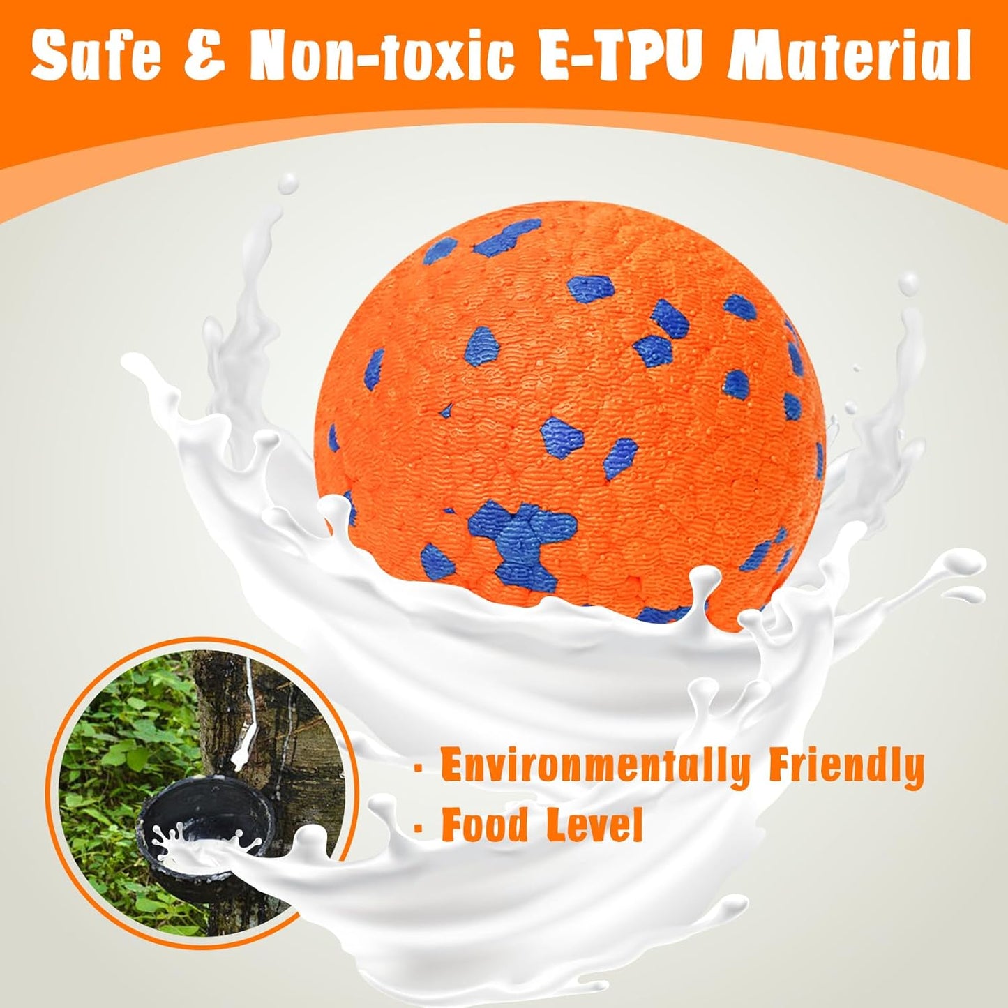 Dog Balls for Aggressive Chewers, Indestructible Bouncy Floating Balls for Training Dog Catch and Fetch, Sturdy Solid Tennis Ball Toys for Large Medium Small Dogs - 2.75in - Orang&White - 2pcs