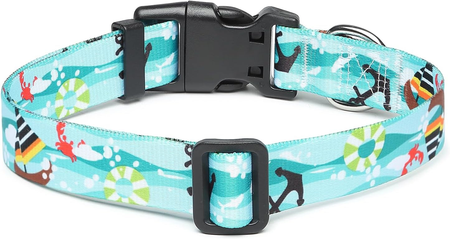 Mercano Adjustable Dog Collar - Special Design Patterns, Soft Nylon Comfortable Sturdy Pet Collar for Small Medium Large Dogs (XS, Sail)