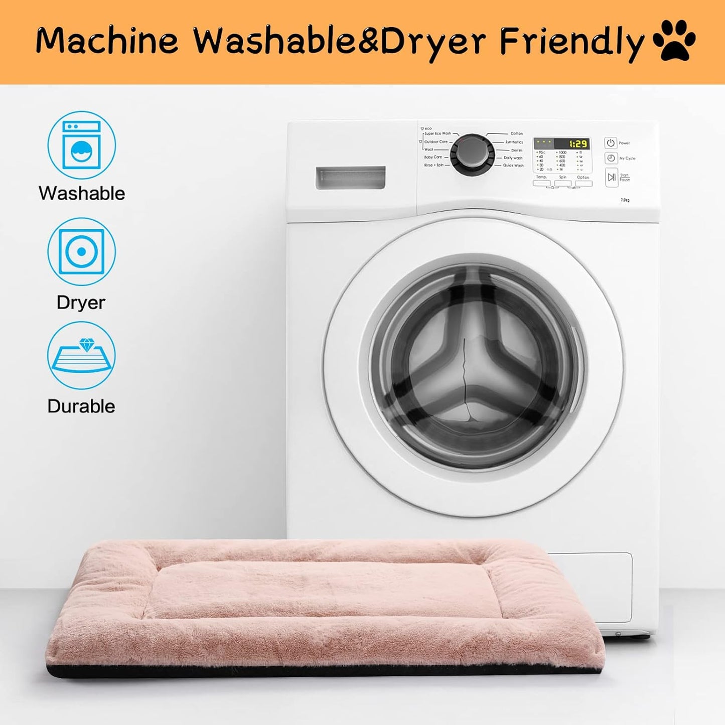 Dog Beds Crate Pad for Medium/Large Dogs Ultra Soft Dog Crate Bed Washable & Anti-Slip Kennel Pad for Dogs Cozy Sleeping Mat,Pink 36inch