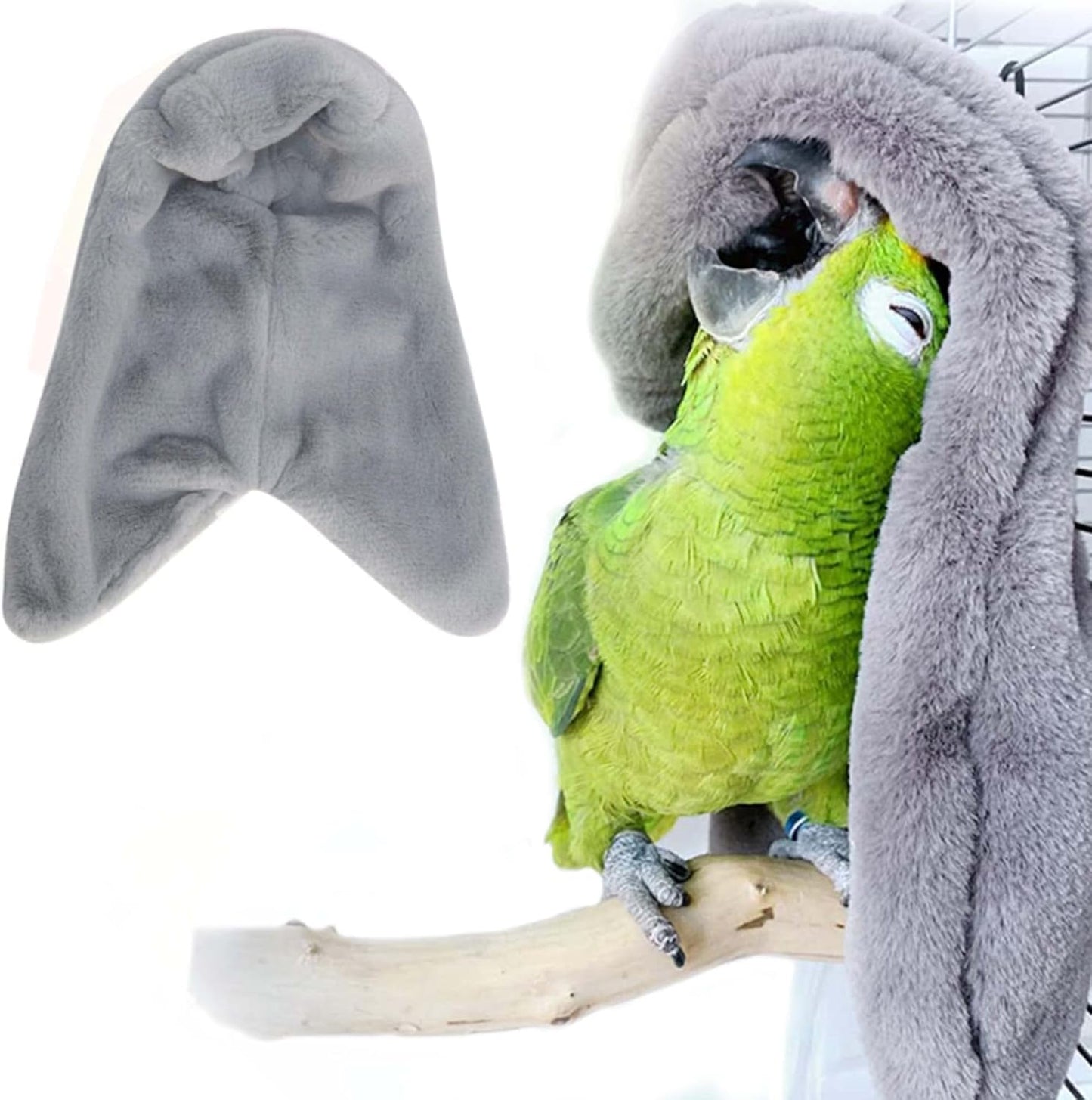 SIMENA Bird Blanket for Cage, Corner Fleece Bed for Birds, Cozy Bird Warmer, Parrot House for Cage, Cuddle Nest Hanging Toy for Lovebirds Parakeet (XL)